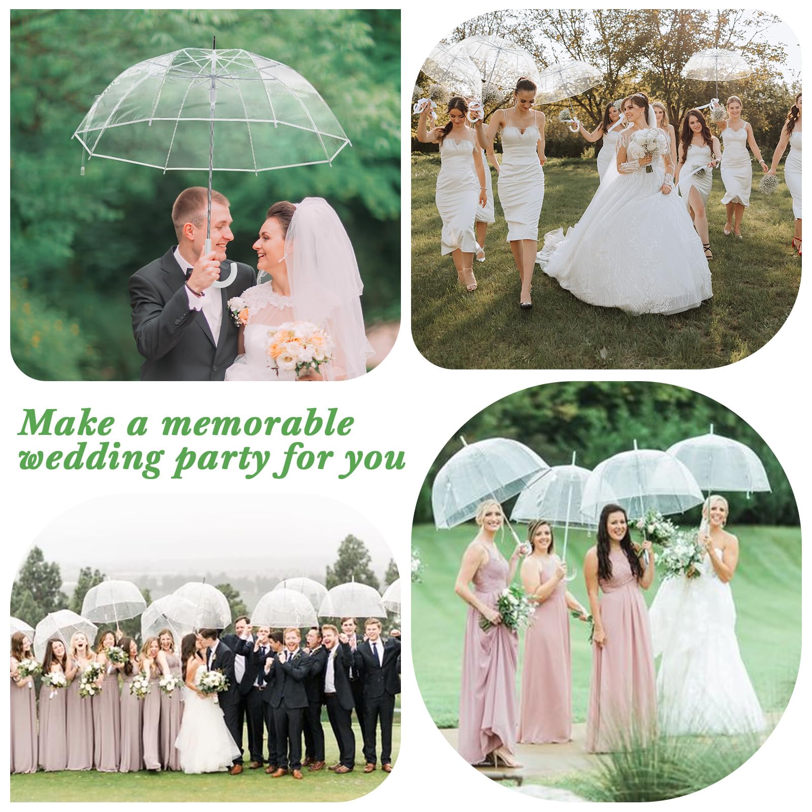 12 Pack Clear Bubble Umbrella 52 Inch Large Dome - Windproof & Waterproof Wedding Umbrellas for Bride, Groom, Prom, Graduation - Perfect for Outdoor Events, Photography & Rainy Day Protection