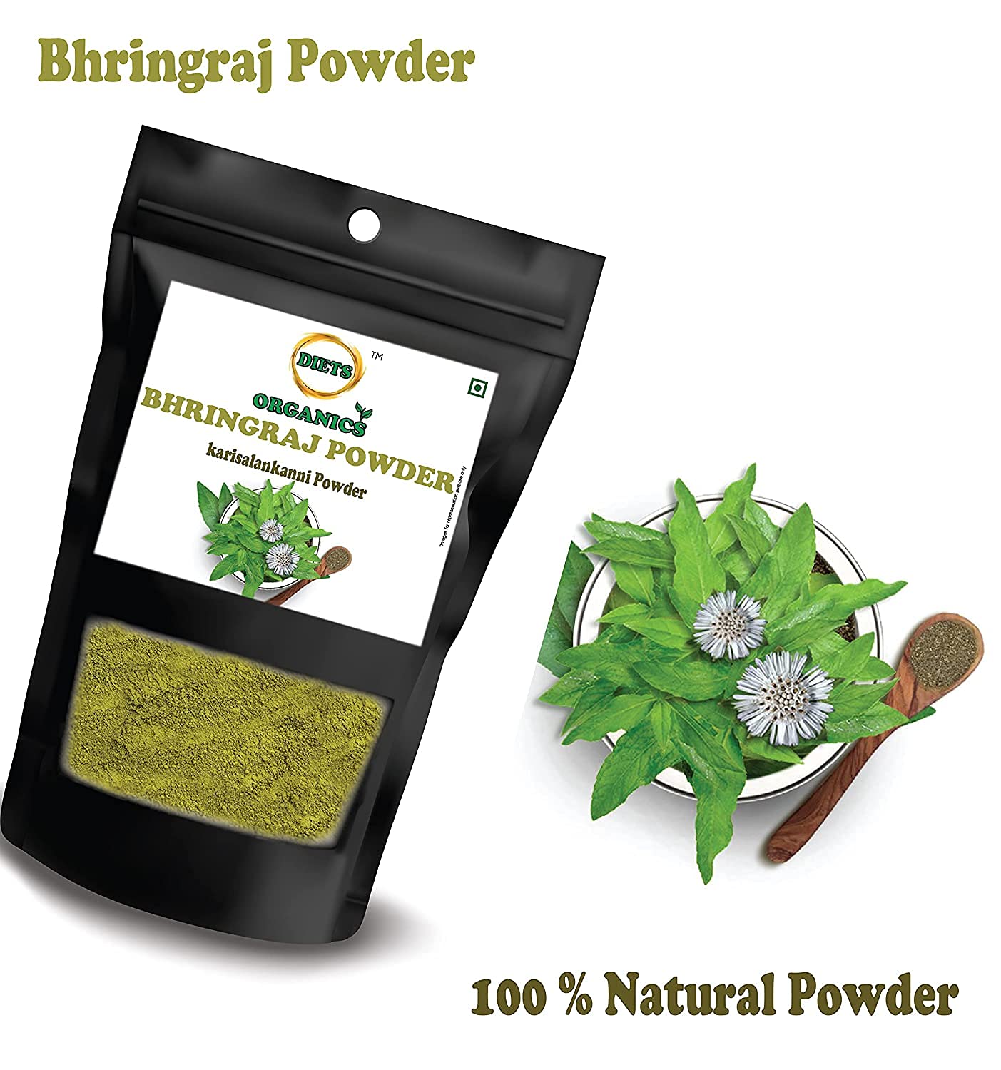 DIETS ORGANICS Bhringraj Powder for Hair Growth - 50g | Natural Ayurvedic Hair Care for Thicker, Longer Hair | Promotes Scalp Health & Reduces Hair Fall | Perfect for DIY Hair Masks & Ayurvedic Treatments