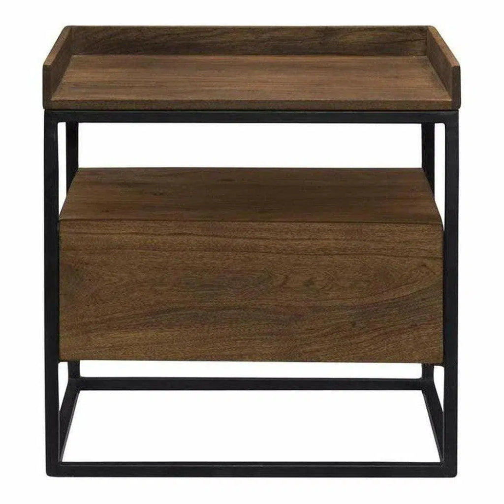 23 Inch Industrial Side Table with Metal Frame - Rustic Brown End Table for Living Room, Bedroom & Office - Sturdy & Stylish Home Decor Furniture