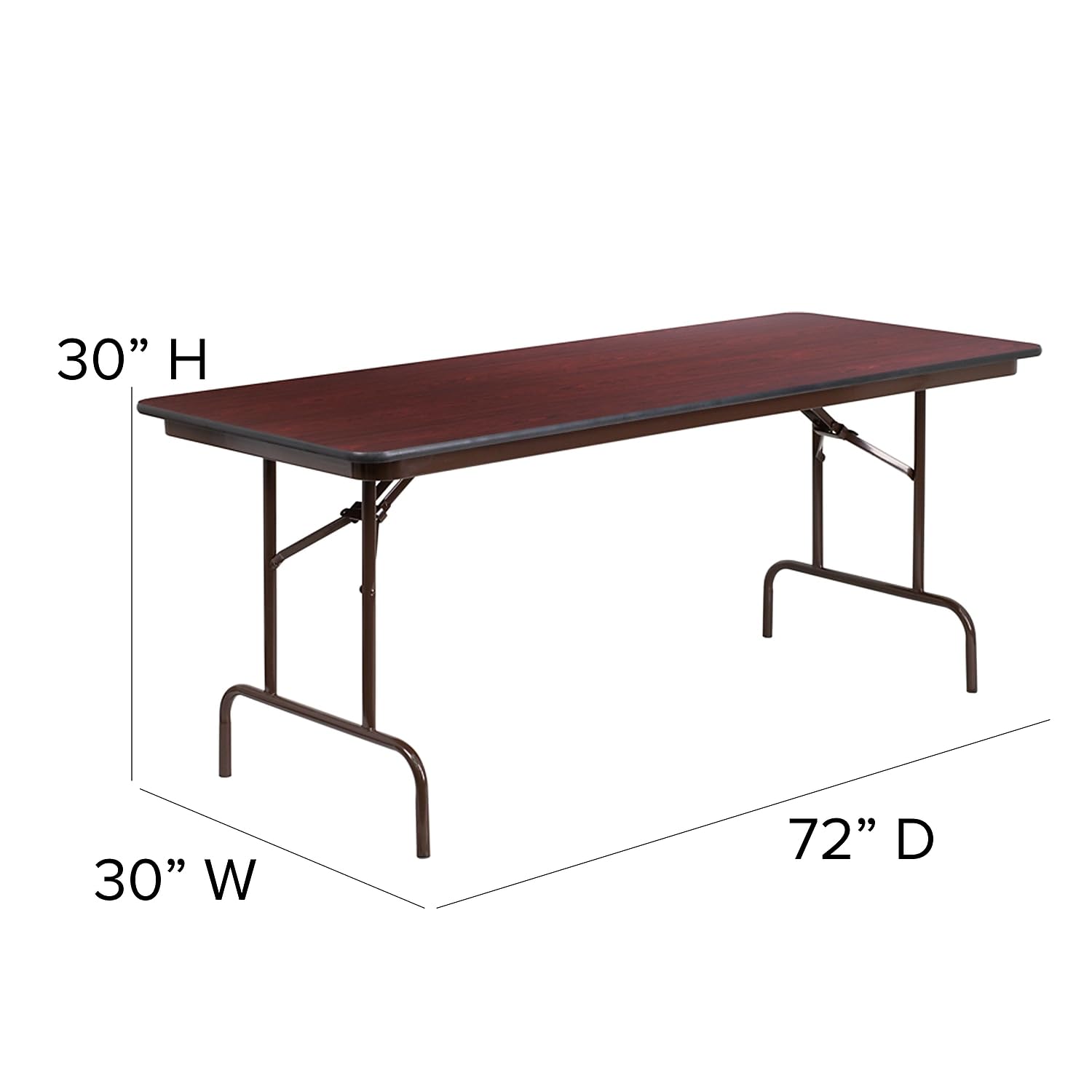 Flash Furniture Floyd 6-Foot Folding Banquet Table - Mahogany Laminate Surface, High Pressure Resistant - Perfect for Events, Parties, Conferences & Home Use