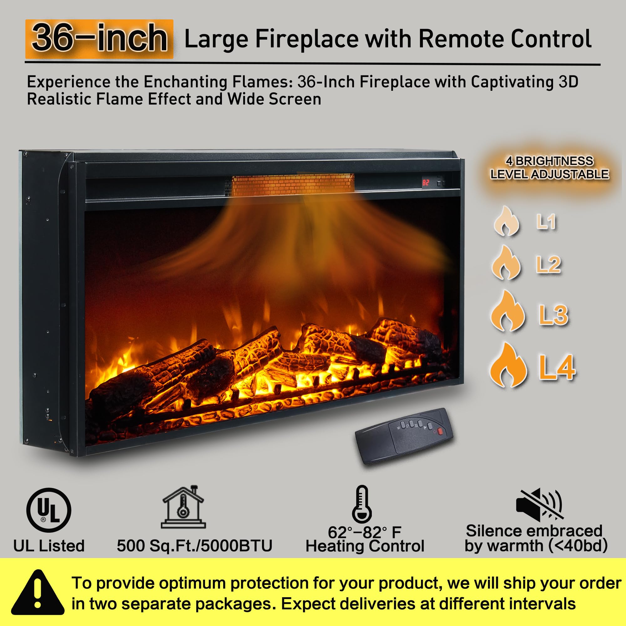 Farmhouse Electric Fireplace TV Stand for 80 Inch TVs - 31
