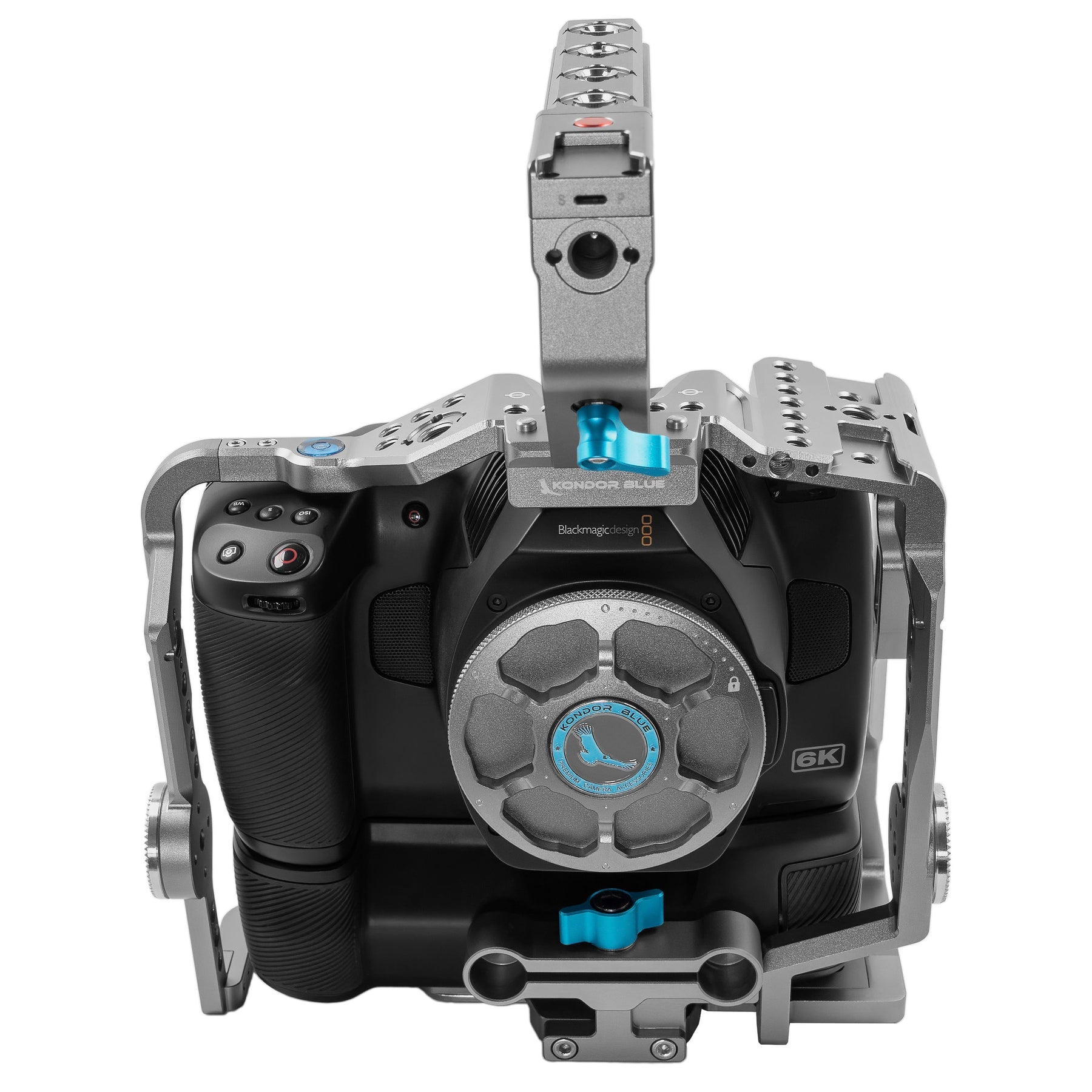 Kondor Blue BMPCC 6K Pro Battery Grip Cage with Top Handle (Space Gray) - Durable Camera Cage for Blackmagic Pocket Cinema 6K Pro - Perfect for Filmmaking, Vlogging & Professional Videography