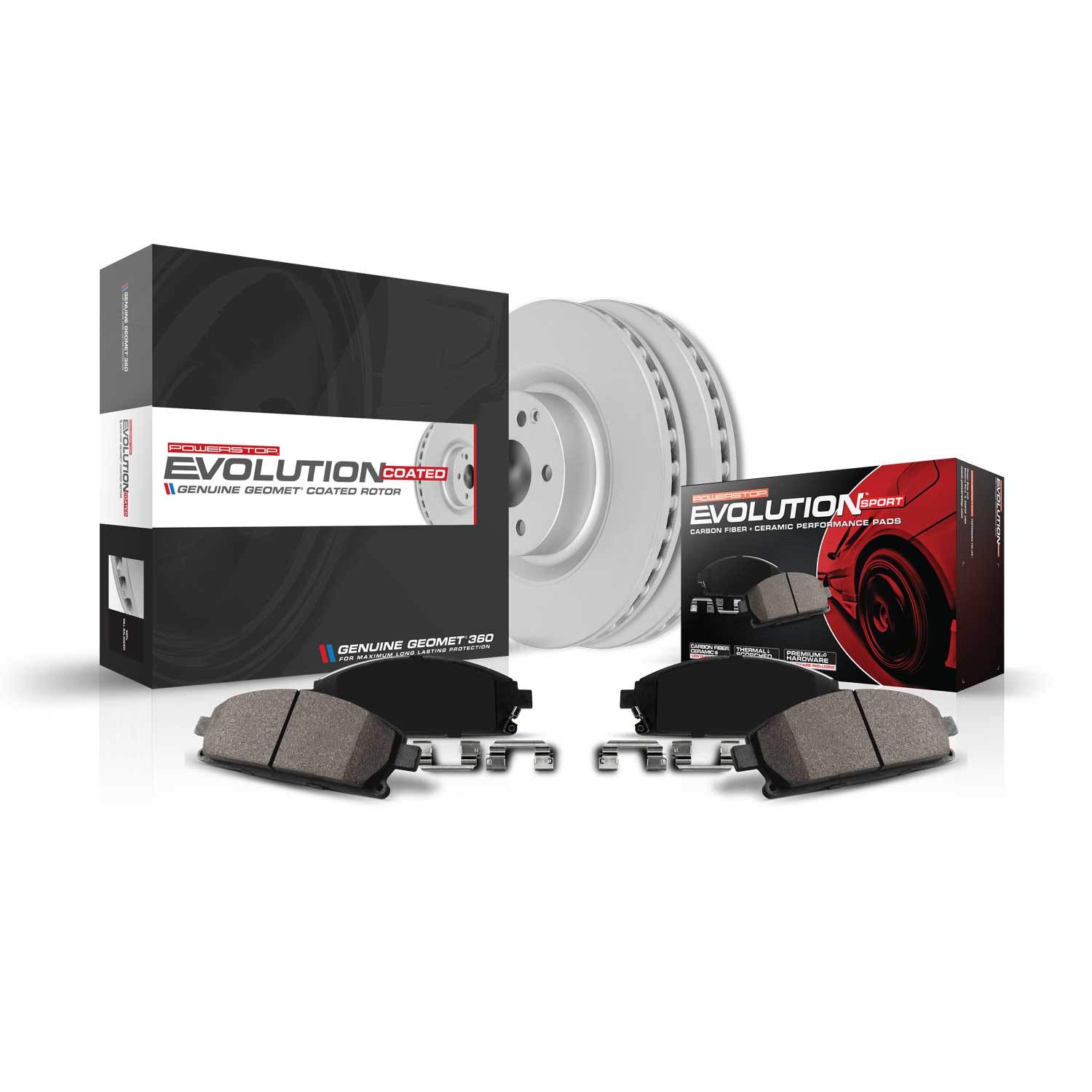 Power Stop CRK6657 Coated Rear Brake Rotor Kit with Z23 Carbon-Fiber Ceramic Pads - High-Performance Braking for Trucks, SUVs & Sedans - Perfect for Daily Commuting & Towing