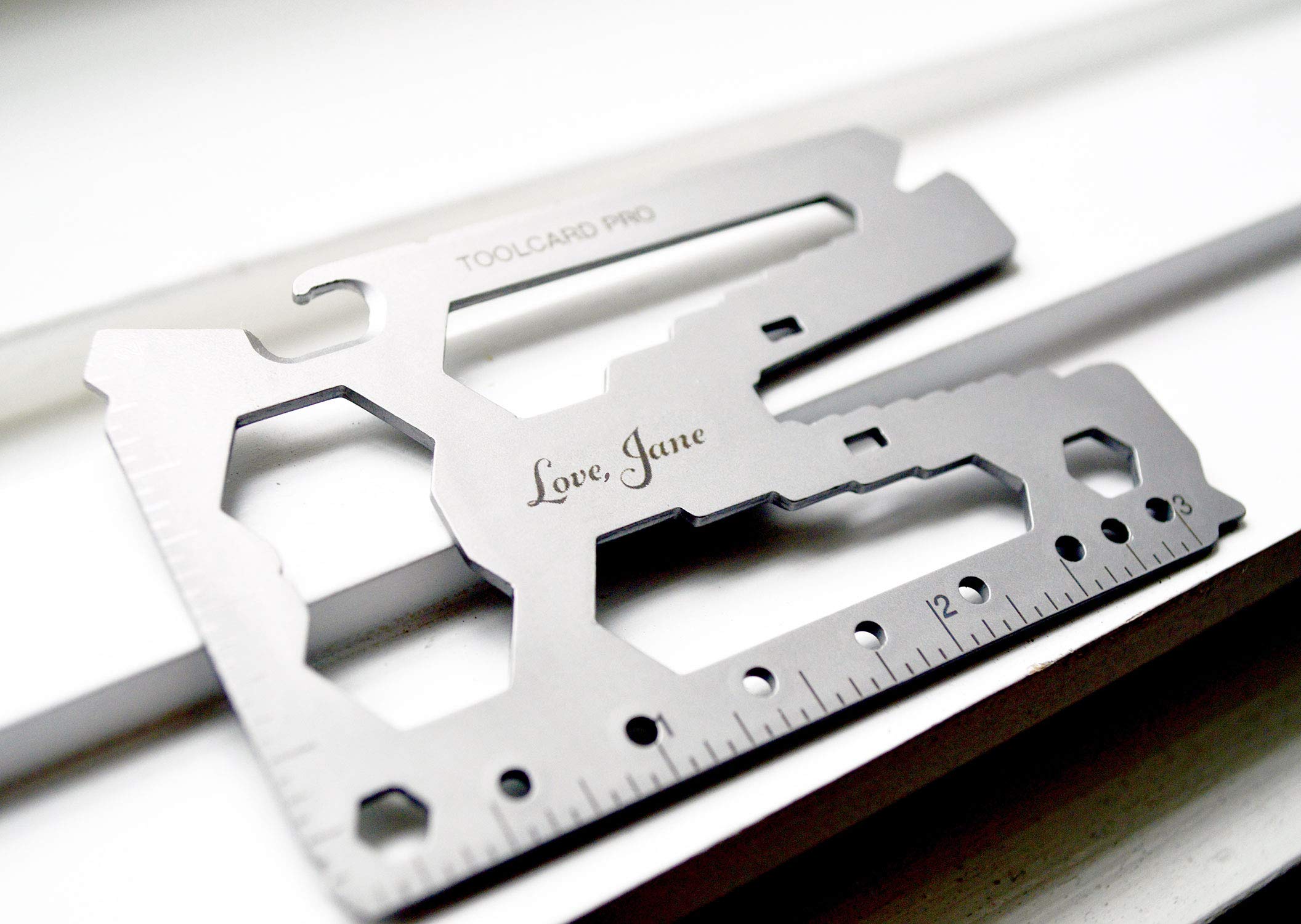 40 in 1 Multitool Credit Card with Money Clip - Personalized Engraved Stainless Steel Tool Card for EDC, Camping & Survival - Custom Gift by Lever Gear (Silver)