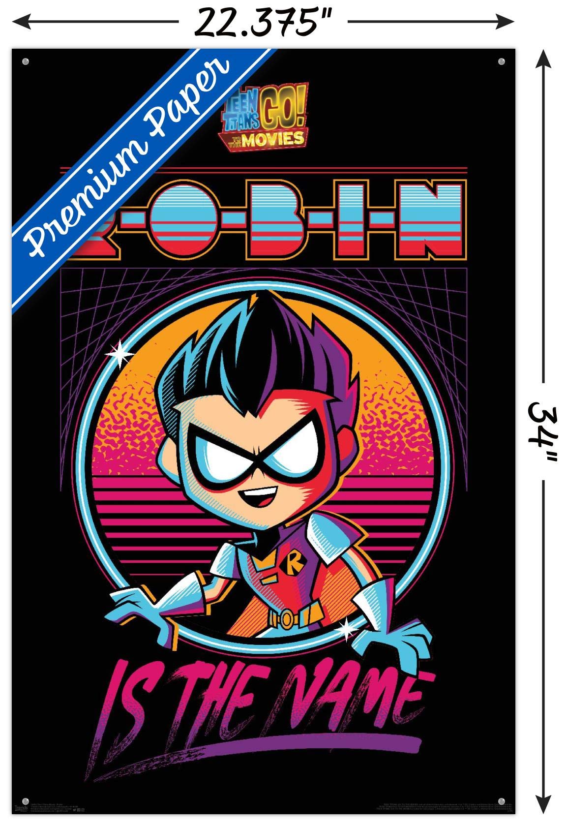 DC Comics Teen Titans Go! To The Movies Robin Wall Poster with Push Pins - Perfect for Superhero Bedroom Decor & Movie Themed Party Supplies