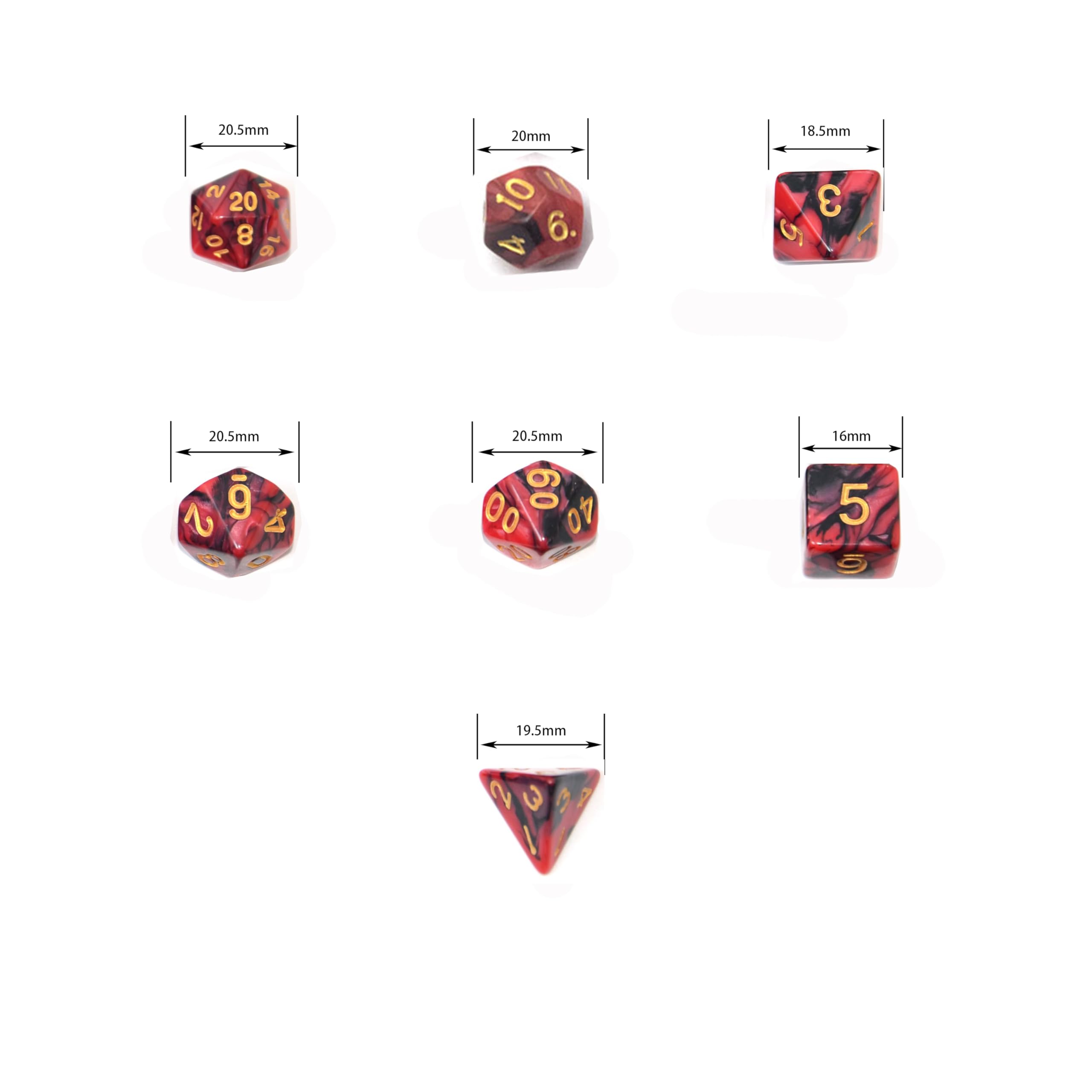 SmartDealsPro 5 x 7-Piece Double-Colored Polyhedral Dice Set with Pouch - Perfect for D&D, RPG, MTG, Dungeons & Dragons Tabletop Board Games (Includes D4, D6, D8, D10, D%, D12, D20) - Ideal for Game Nights, Campaigns & Roleplaying Adventures