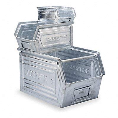 14/7 Stacking Steel Bin Box 20x12x8 Inch Galvanized Metal Storage Container - Heavy Duty Organizer for Garage, Warehouse & Industrial Use