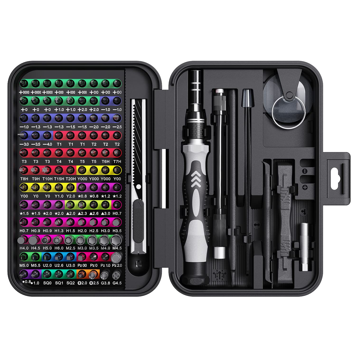 YOYSUN 132 in 1 Precision Screwdriver Set with Magnetic Tips & Color-Coded Bits - Professional Repair Tool Kit for Electronics, PC, Laptop, Phone, Glasses, DIY Projects - Compact Storage Case with Top Organizer Box