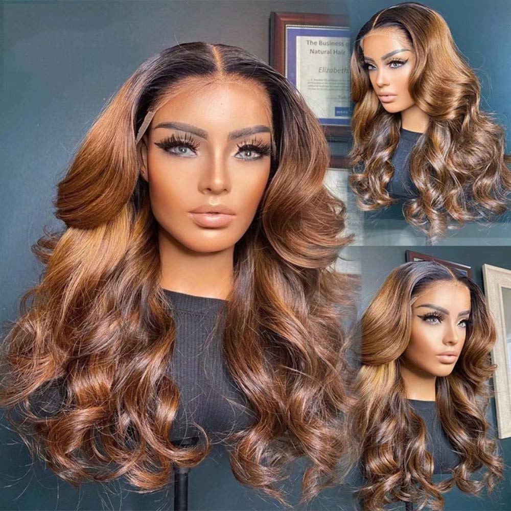 #1B30 Color Body Wave Human Hair Wigs - 180% Density HD Transparent Lace Front Wig 13x6 - Pre Plucked Brazilian Remy Hair Glueless Wig for Black Women (18 Inch) - Perfect for Daily Wear, Parties & Special Occasions