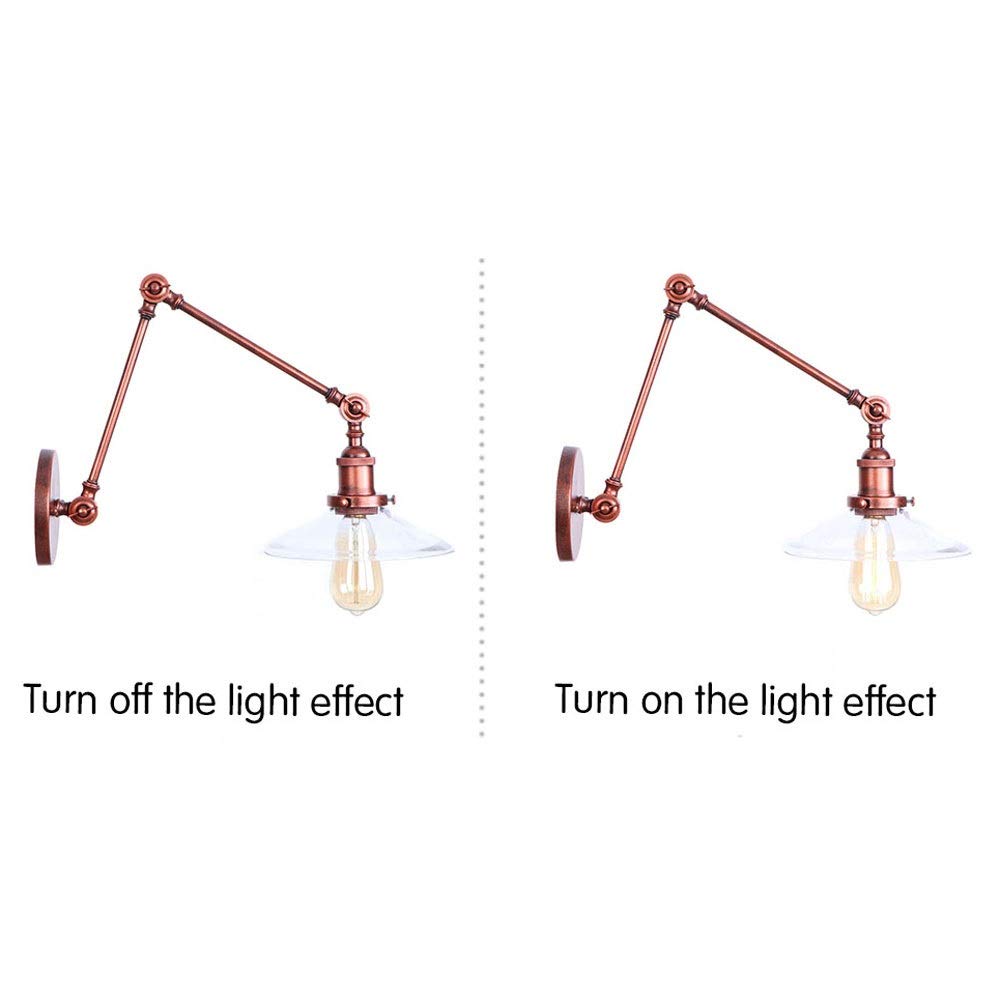 Vintage Adjustable Swing Arm Wall Sconce - Industrial Metal Wall Mounted Light Fixture for Hallway, Kitchen, Bedroom, Attic, Barn & Garage - Perfect Reading Light & Task Lighting for Home & Office