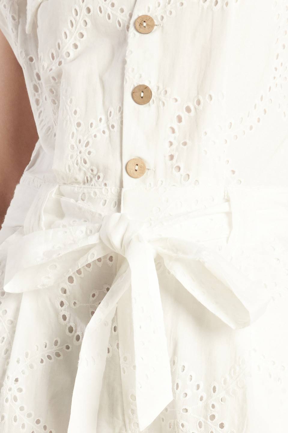 Stylish White Eyelet Jumpsuit for Women - Summer Boho Romper with Short Sleeves & Elastic Waist | Perfect for Beach Vacations, Music Festivals, and Casual Outings