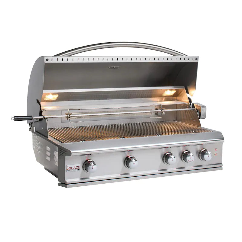 Blaze Professional 44 Inch 4 Burner Built-In Gas Grill with Rear Infrared Burner - BLZ 4PRO | Outdoor BBQ Grill for Backyard, Patio & Tailgating Parties