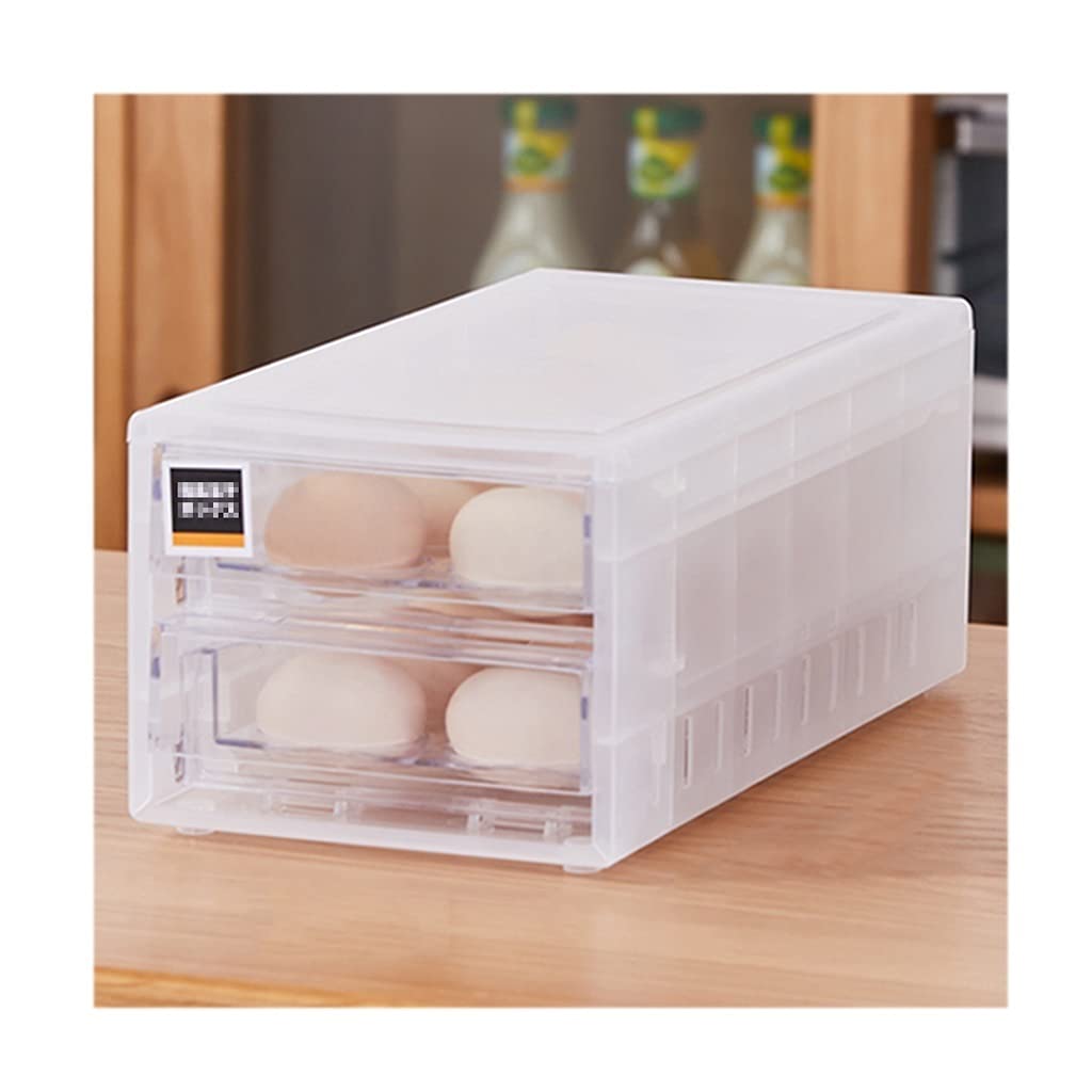 24 Grid Stackable Plastic Egg Storage Container for Refrigerator - Double Layer Drawer Type Egg Tray & Holder - Perfect for Kitchen Organization, Farm Fresh Eggs, and Bulk Egg Storage