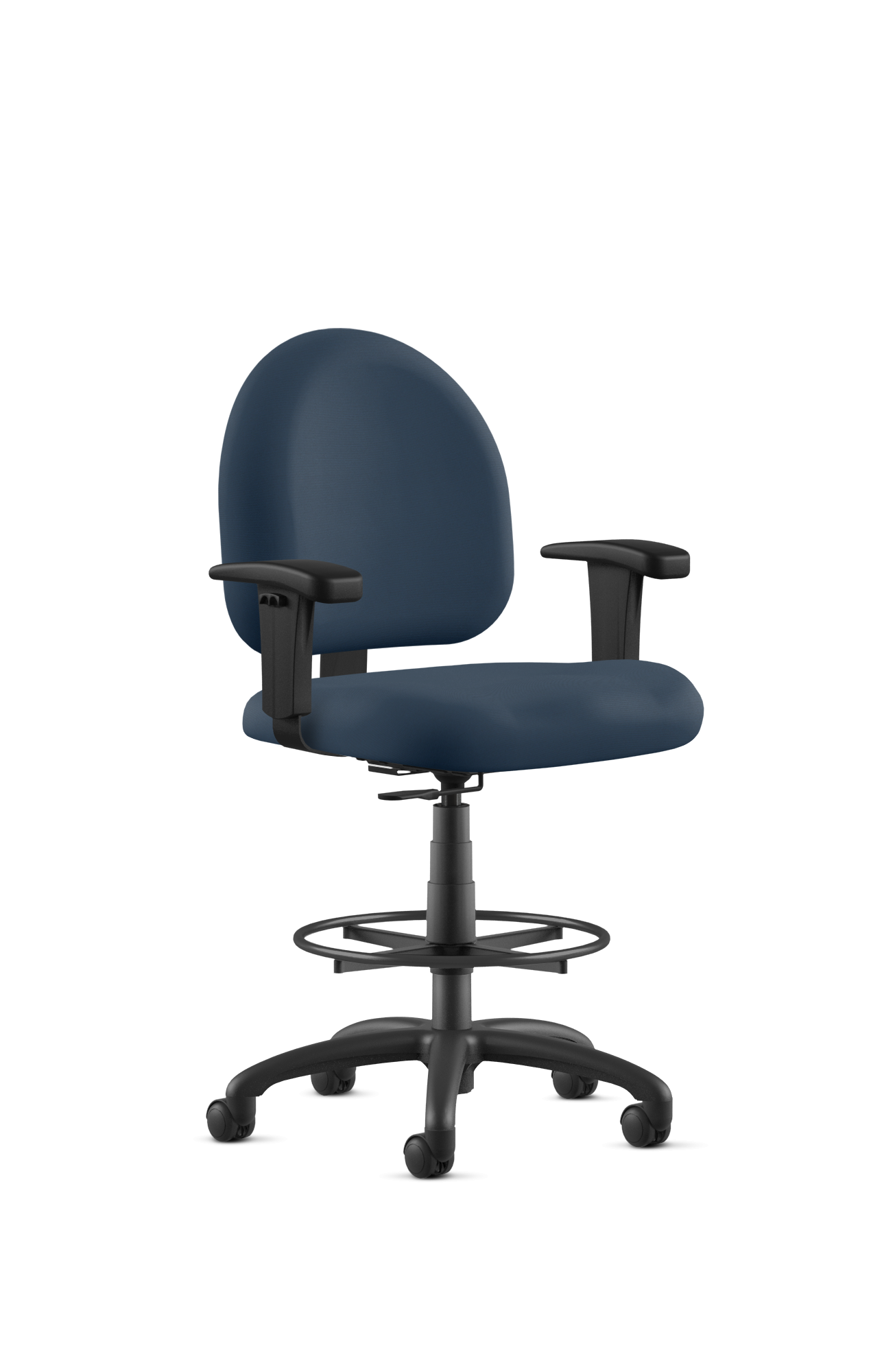 9 To 5 LOGIC 1726 Black Fabric 10-Drafting Stool with Foot Ring and Mid Back Support - Ergonomic Office Chair for Architects, Artists & Designers - Perfect for Drafting Tables, Studios & Workspaces