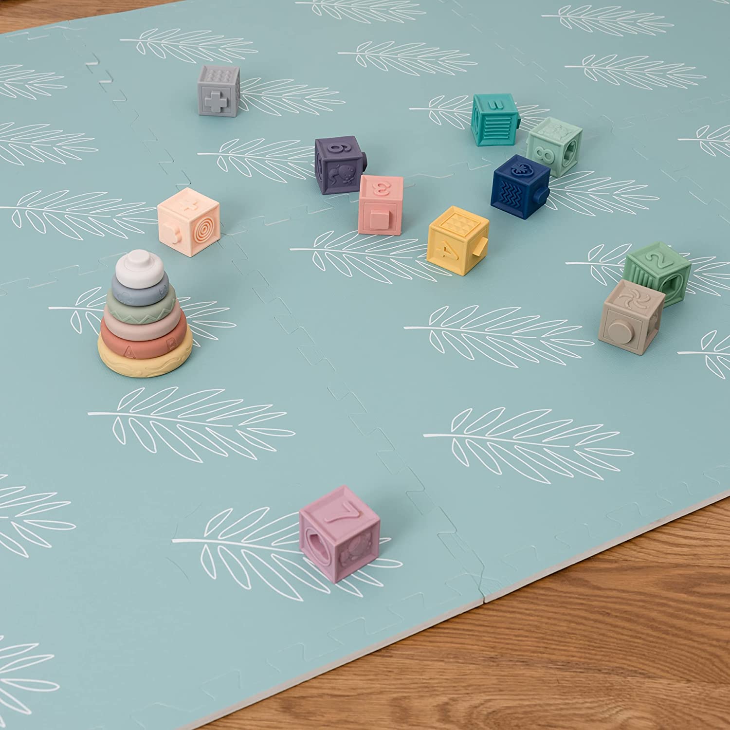 Leaf Theme Puzzle Play Mat Tiles - Soft Foam Floor Tiles for Kids, Safe & Non-Toxic - Perfect for Nursery, Playroom & Daycare Learning Activities