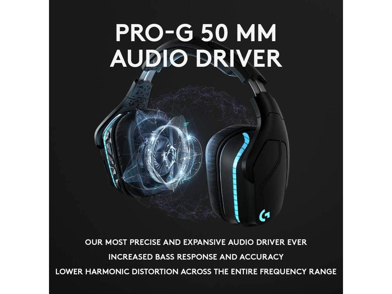 Logitech G935 Wireless Gaming Headset with DTS:X 7.1 Surround Sound, LIGHTSYNC RGB Lighting - Black & Blue (Renewed) - Perfect for PC Gaming, Streaming & Esports