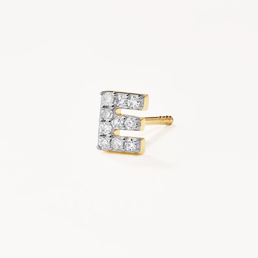 10k Gold Diamond Letter E Single Stud Earring - Elegant Initial Jewelry for Women, Perfect for Gifts, Everyday Wear & Special Occasions