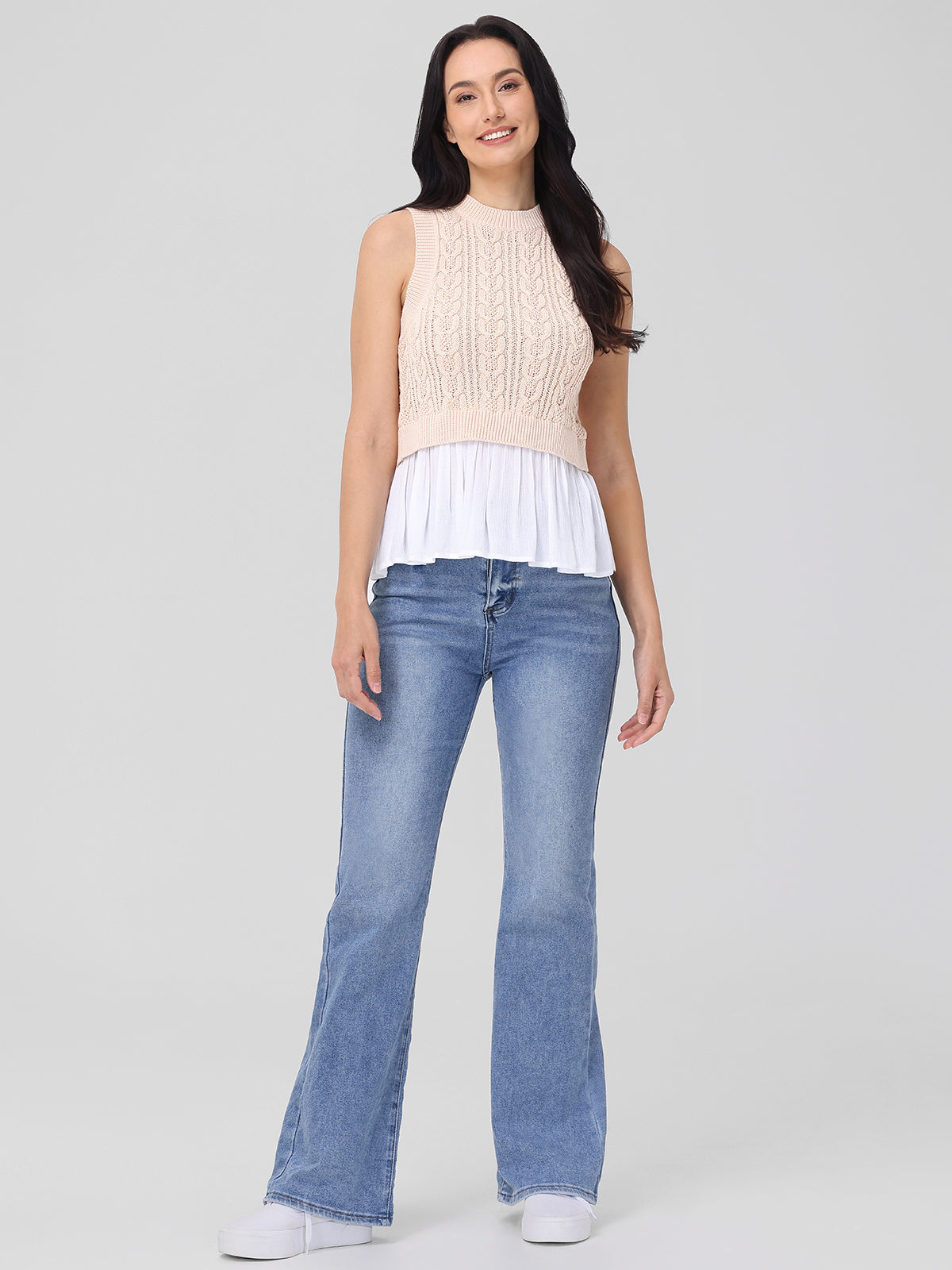Camilia Mixed Media Cable Tank Top - Women's Fashion Knitwear for Casual & Layering | Perfect for Summer Outfits, Beachwear & Everyday Style