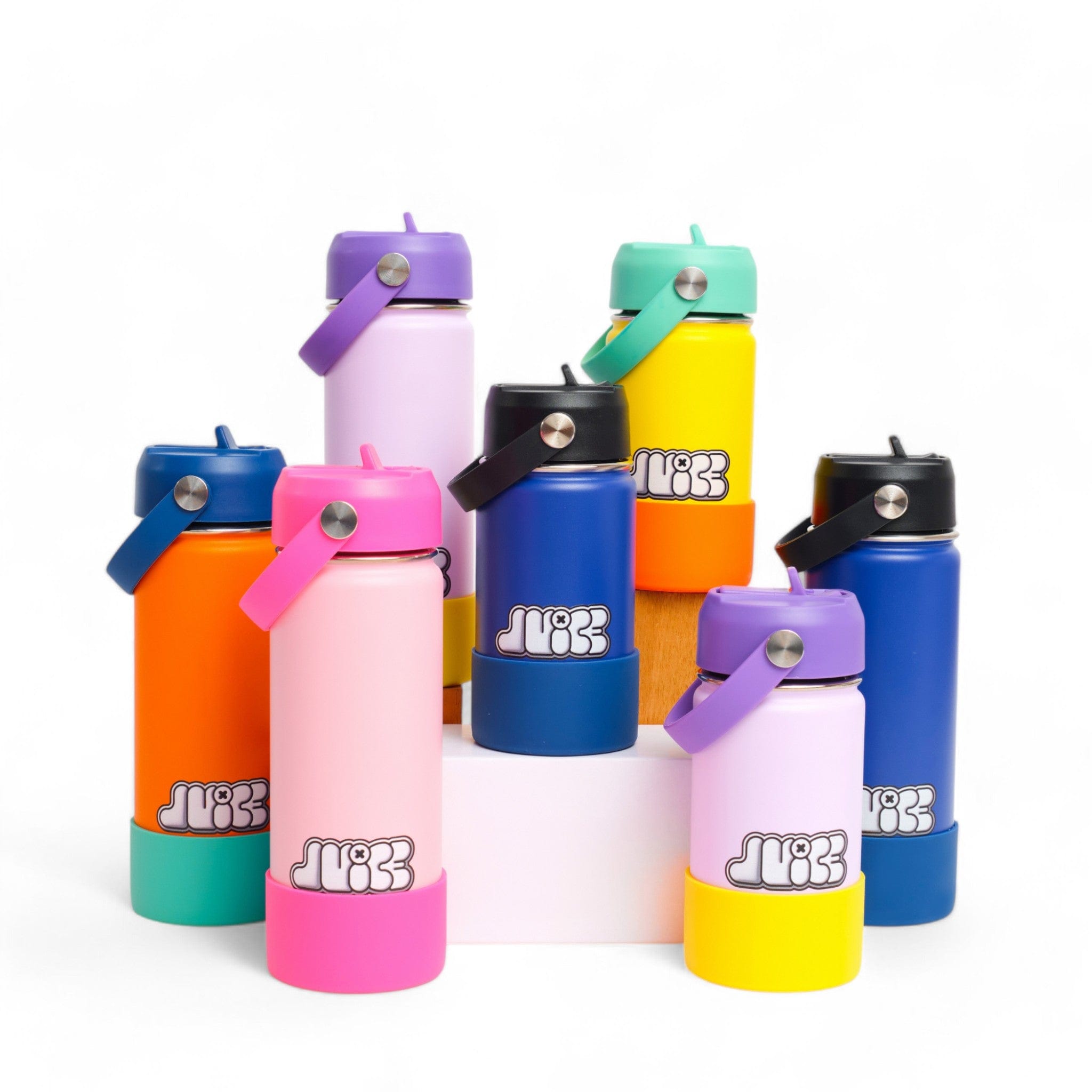 Small Orange Blok Party Bottle - Insulated Stainless Steel Water Bottle for Kids, Outdoor Activities, Sports & School - BPA-Free, Leak-Proof, Durable Design
