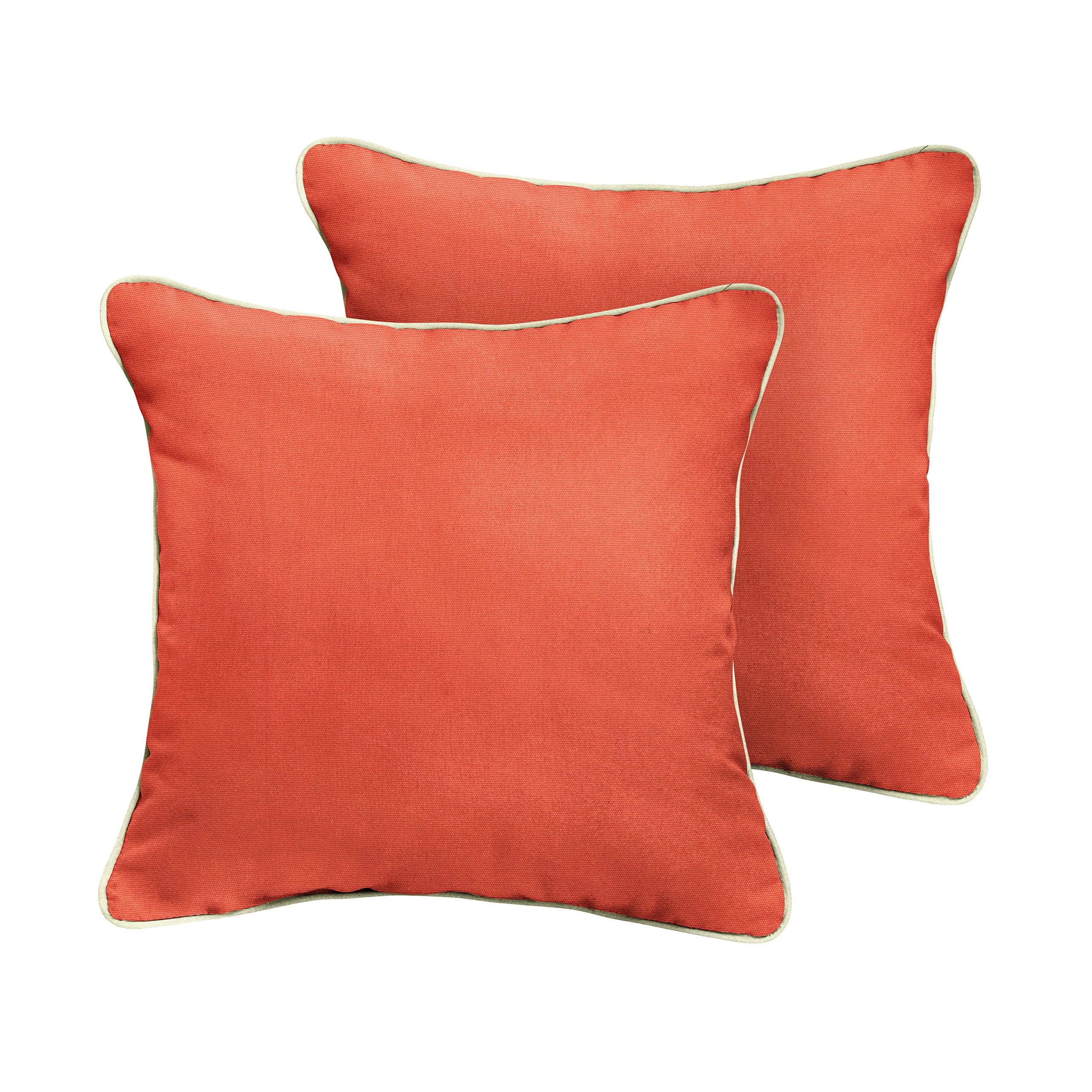 Sorra Home x Sunbrella - 2 Pack Square Throw Pillow Covers, Canvas Fabric in Melon Coral & Ivory - Perfect for Sofa, Bed, Outdoor Patio Decor