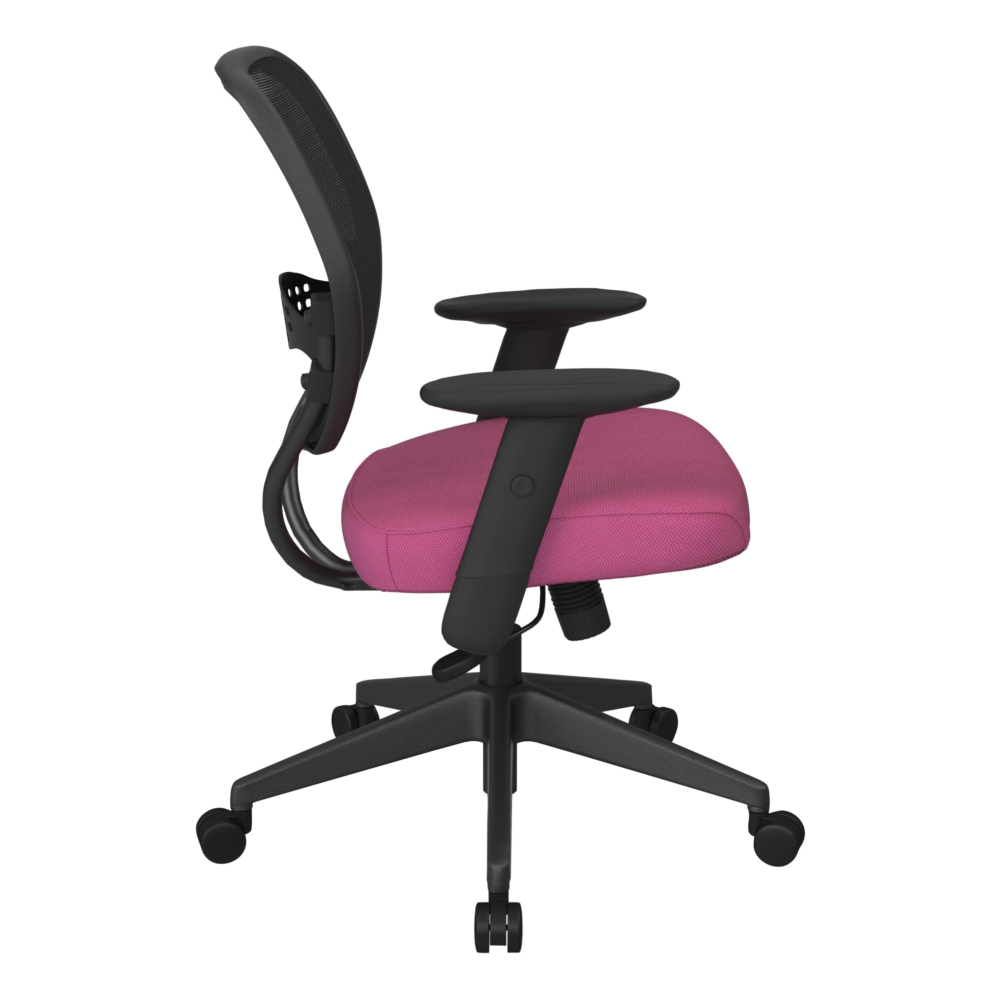 SPACE Seating 55 Series Professional Mesh Office Chair - Adjustable Ergonomic Manager Chair with Lumbar Support, Dark Air Grid Back & Padded Seat (Pink) - Perfect for Home Office, Gaming & Workspaces