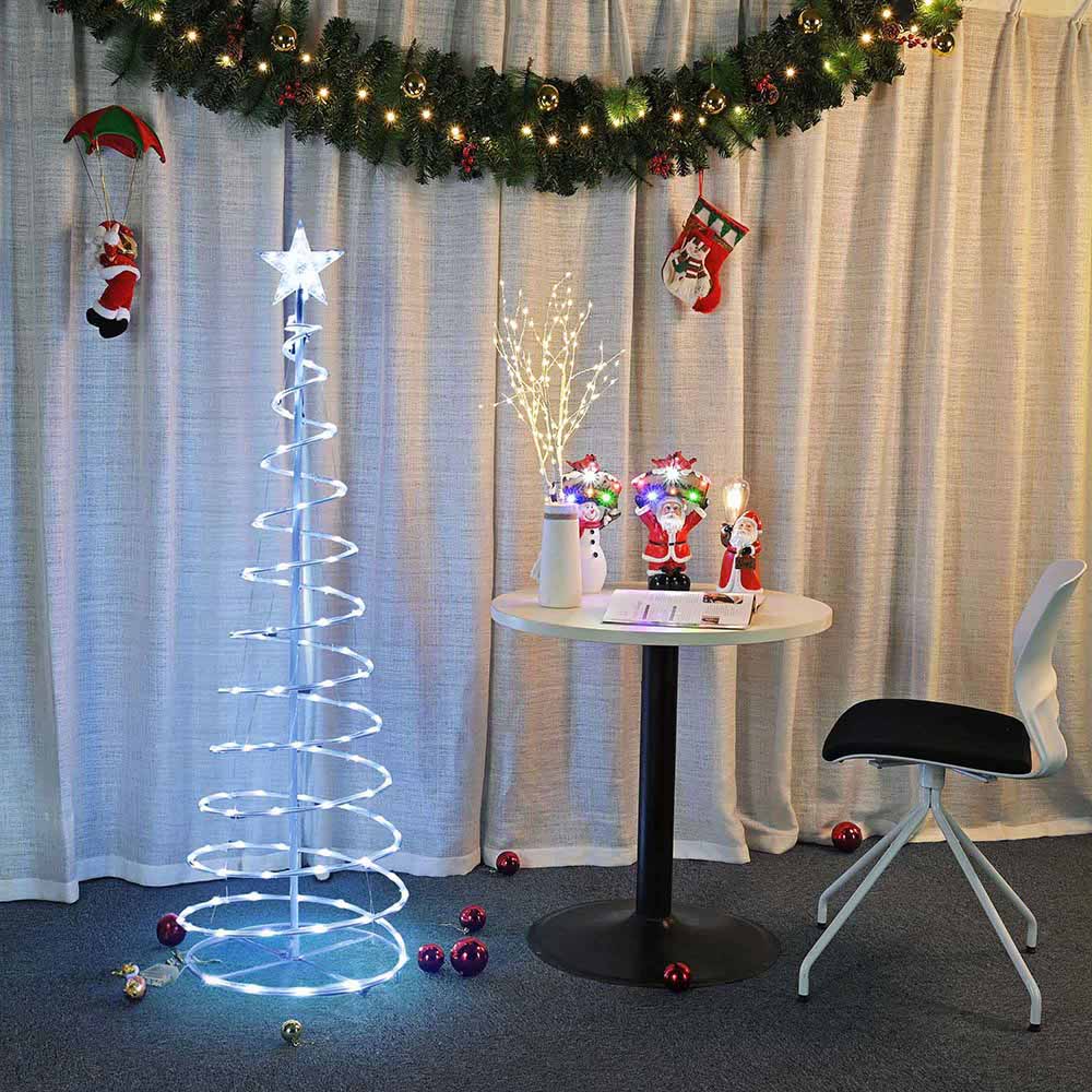 5ft LED Spiral Christmas Tree with Lights - Battery Operated for Indoor & Outdoor Holiday Decorations - Perfect for Home, Office, and Party Decor