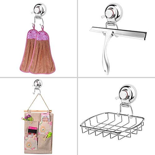 KK5 Stainless Steel Vacuum Suction Cup Hooks - Heavy Duty Shower Towel Hanger, Bathrobe & Loofah Holder for Bathroom & Kitchen - Perfect for Organizing Small Spaces, Hanging Wet Towels & Bath Accessories