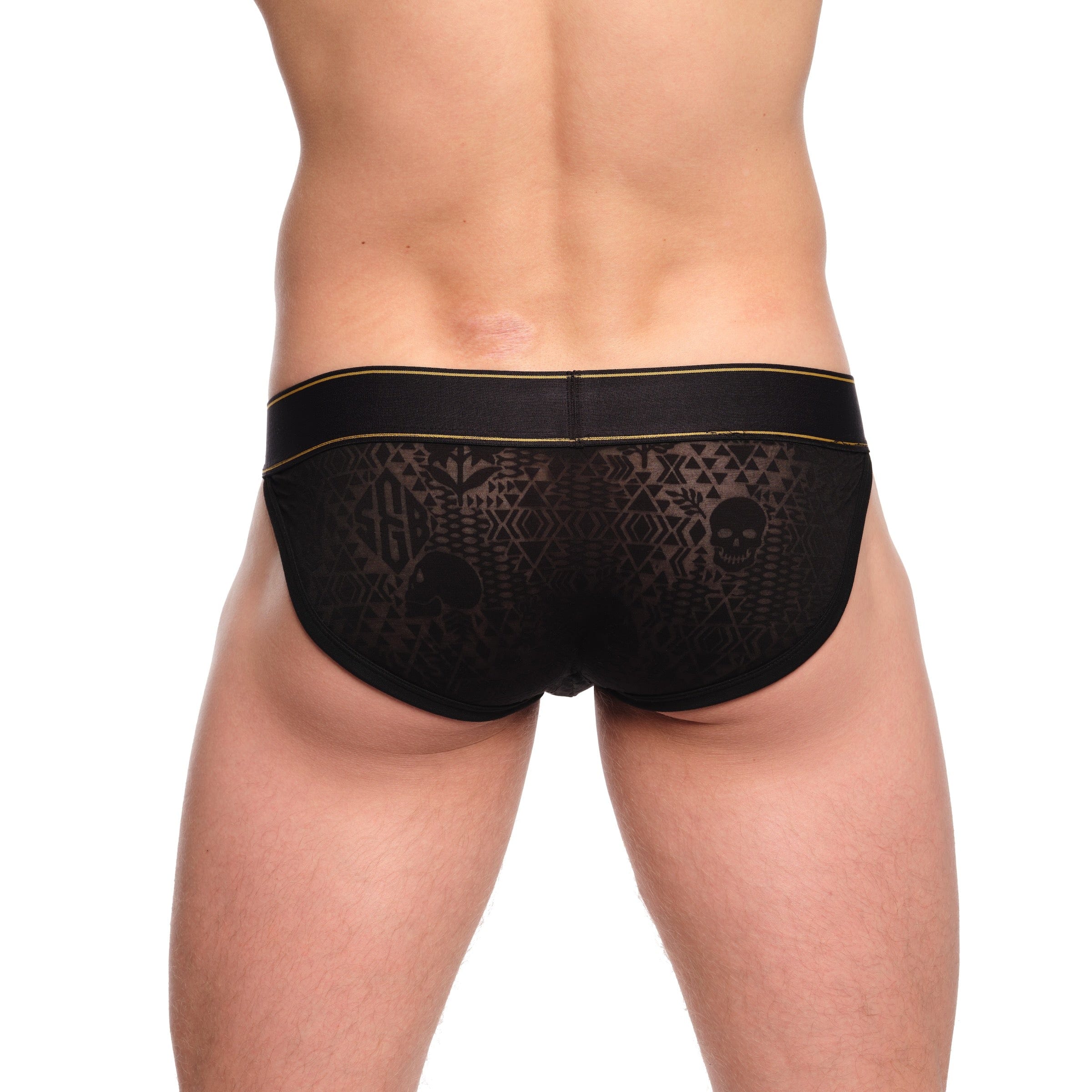 Skull and Bones Burnout Sport Briefs for Men - Black Cotton Underwear for Gym, Running & Workout | Comfortable & Breathable