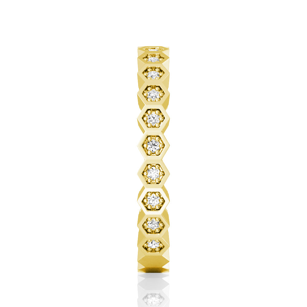 Lab Grown Diamond Half Eternity Ring - Geometric Wedding Band for Women, 14K White Gold Engagement Ring, Perfect for Anniversary, Proposal & Everyday Elegance