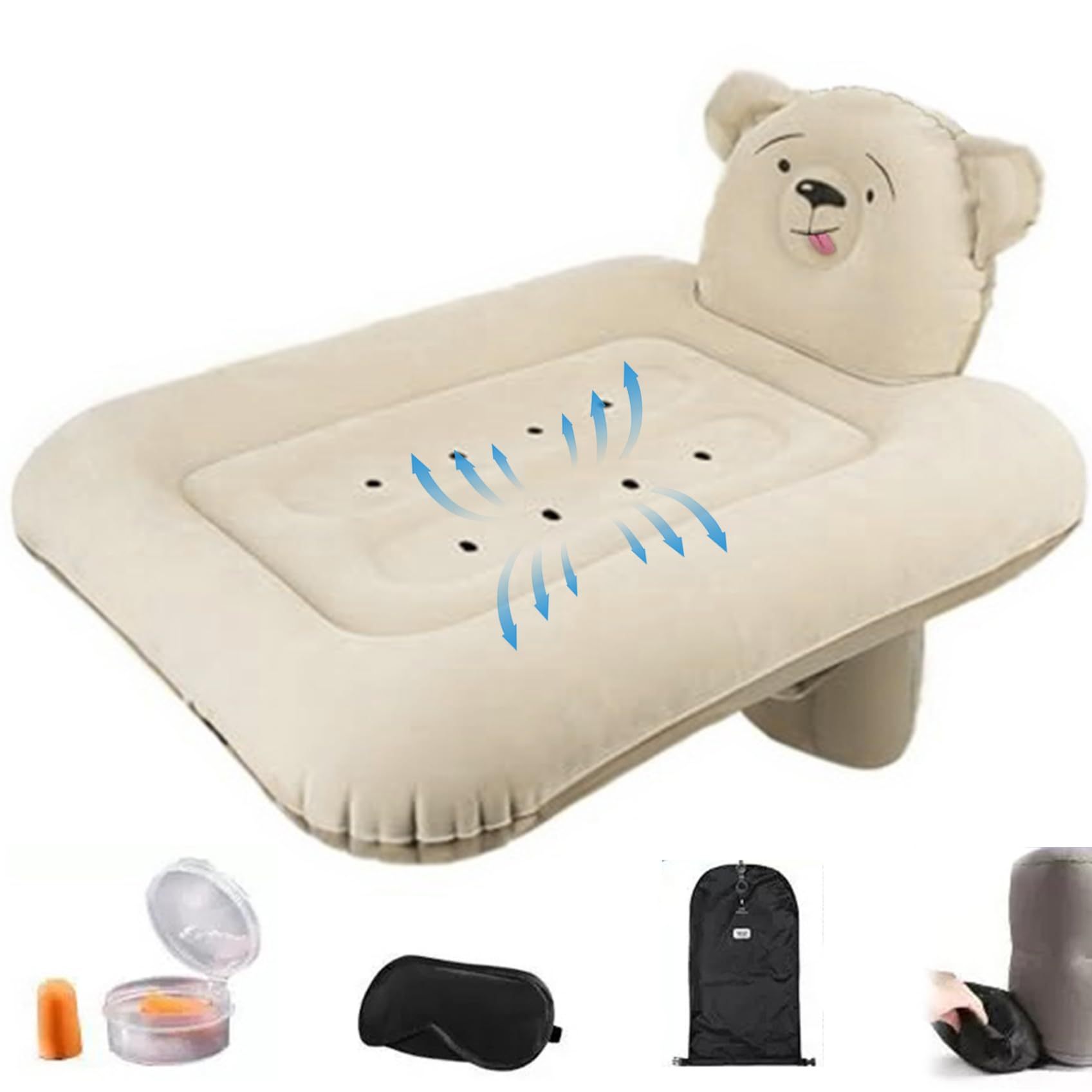 **Inflatable Toddler Airplane Bed - 32x31x24 Inch Portable Cartoon Travel Bed for Kids | Airplane Seat Extender & Blow-Up Bed for Toddlers | Perfect for Long Flights, Road Trips & Sleepovers**