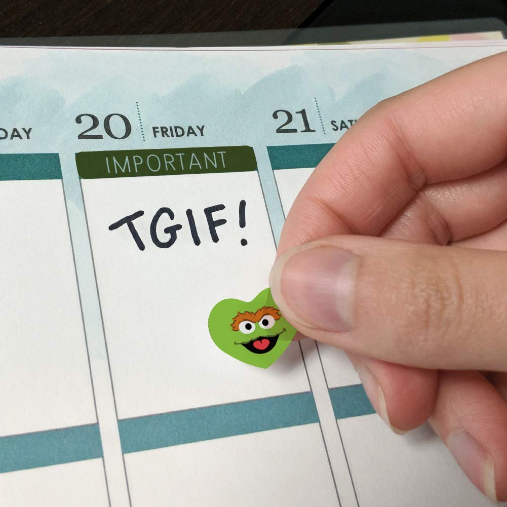 Sesame Street Oscar The Grouch Planner Stickers - 50pcs Scrapbooking Decals for Journals, Calendars & DIY Crafts - Perfect for Bullet Journaling, Scrapbooking & Planner Decorations