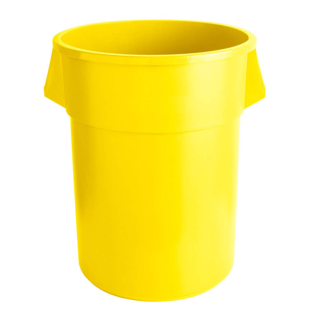 PRO&Family 55 Gallon Commercial Trash Can with Lid - 220 Qt Yellow Round Ingredient Bin, 208L Kitchen Waste Basket & Recycling Bin (Includes Trash Bags) - Ideal for Restaurants, Cafeterias & Home Kitchen Use