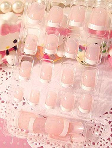 24pcs Reusable False French Beige Nails - Natural Looking Fake Nails for Ear Lobe & Accessories | Perfect for Parties, Weddings & Daily Wear