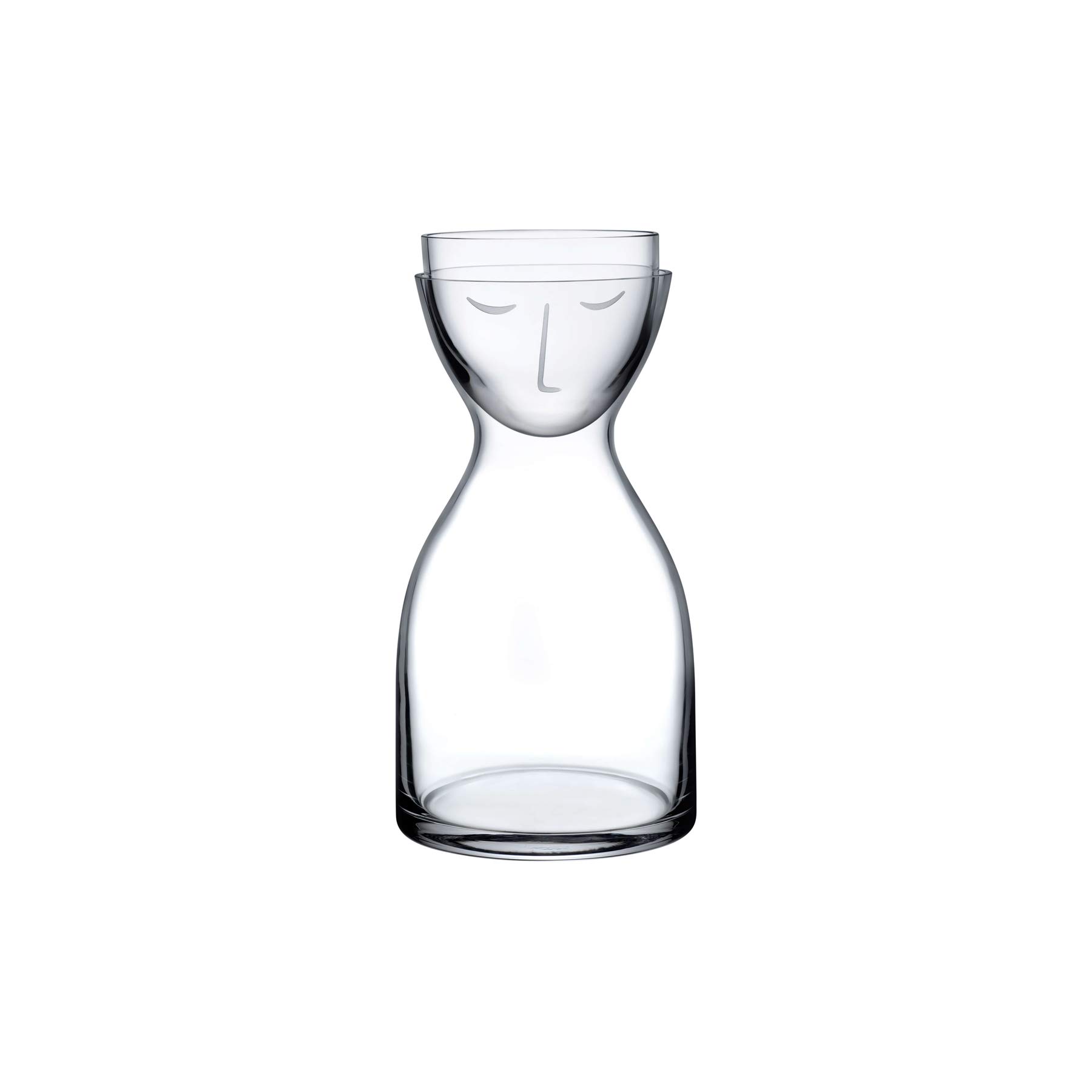 NUDE Glass Mr. & Mrs. Night Set - 850ml Clear Water Carafe with Glasses - Elegant Drinking Set for Bedroom, Romantic Dinner, or Gift Giving
