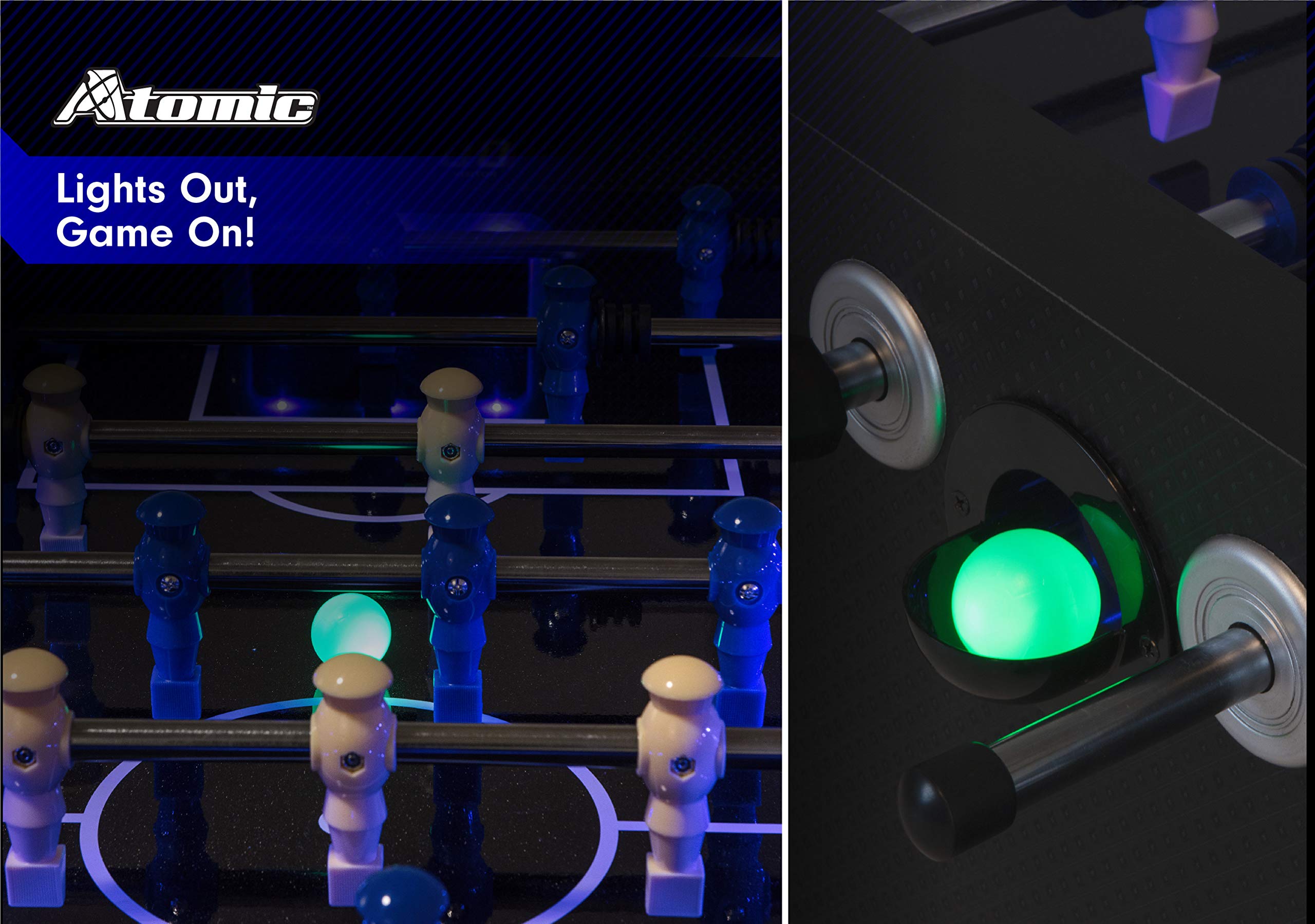Atomic LED Light Up Foosball Table - Glow in The Dark Game for Adults & Kids - Perfect for Game Rooms, Basements, and Party Entertainment