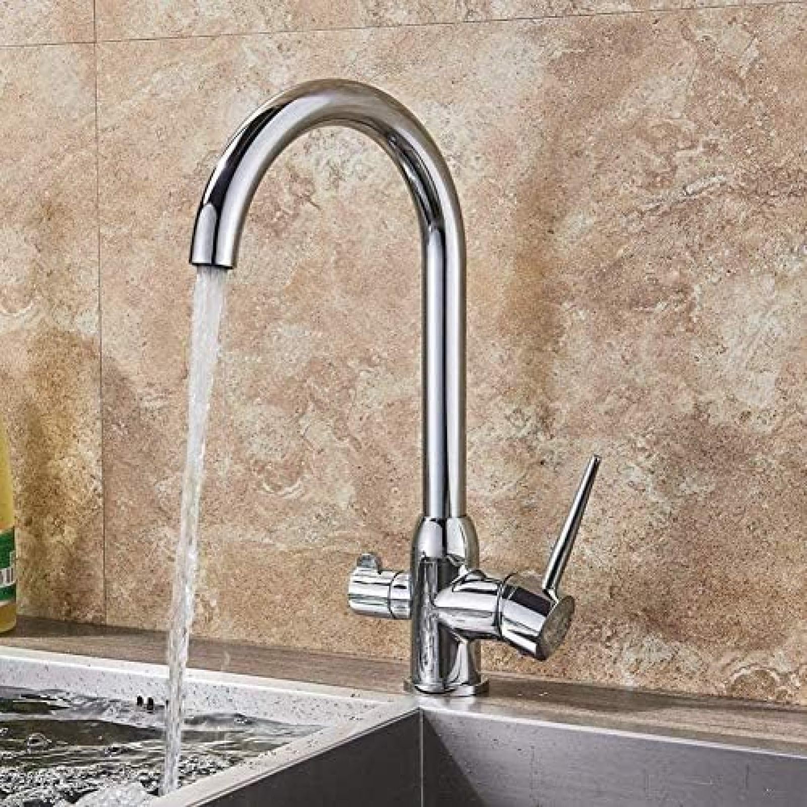 CRJUS 2 Handle Kitchen Faucet with 360 Degree Rotation, Water Filter & Purification System - Ideal for Modern Kitchens, Home Renovation & Water Treatment Solutions