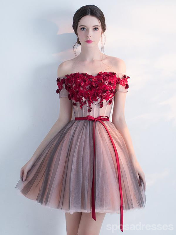 Elegant Off Shoulder Red Lace Short Homecoming Dress - CM692 | Perfect for Prom, Party & Special Occasions
