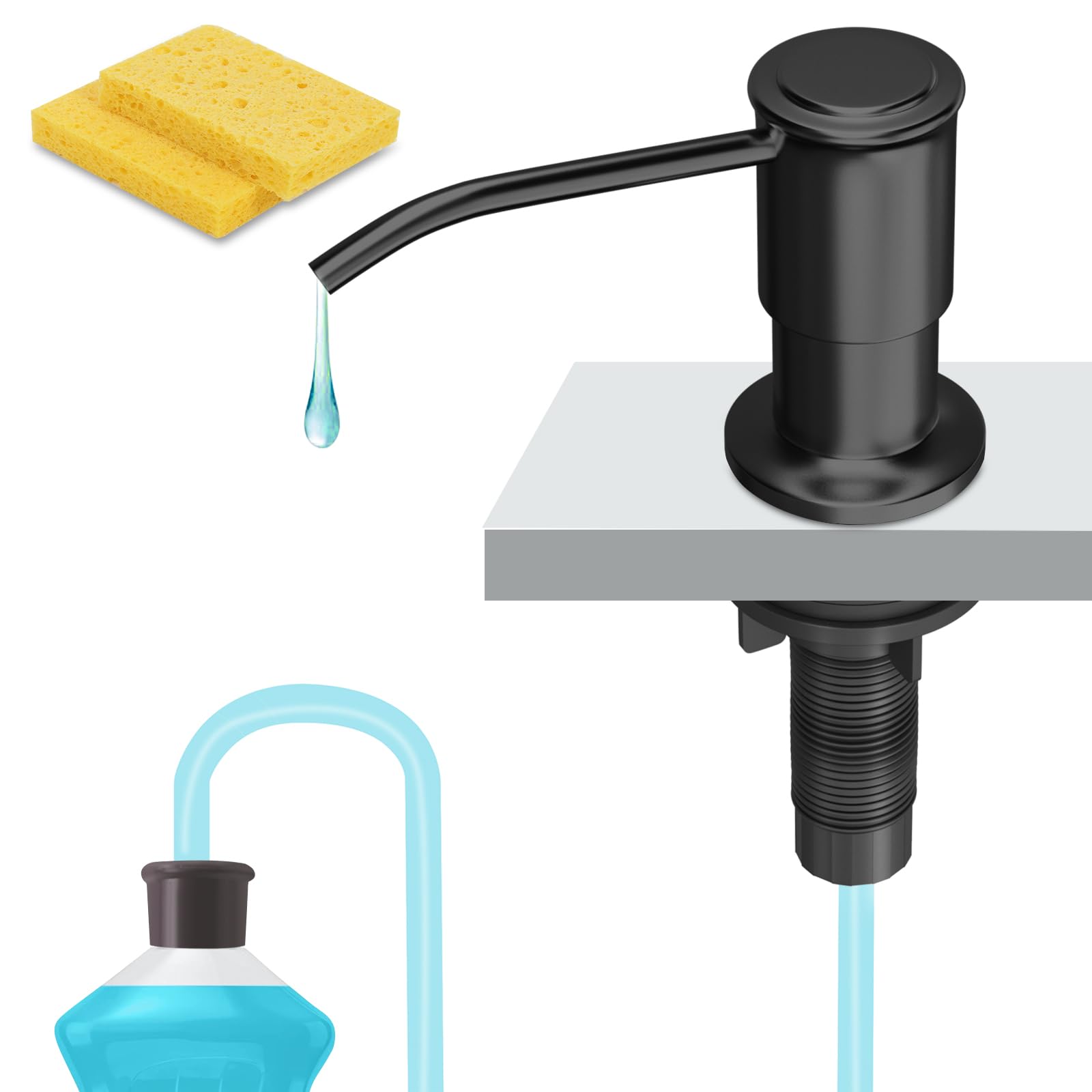 Automatic Soap Dispenser for Kitchen Sink - Wide Pump Head Base with 47