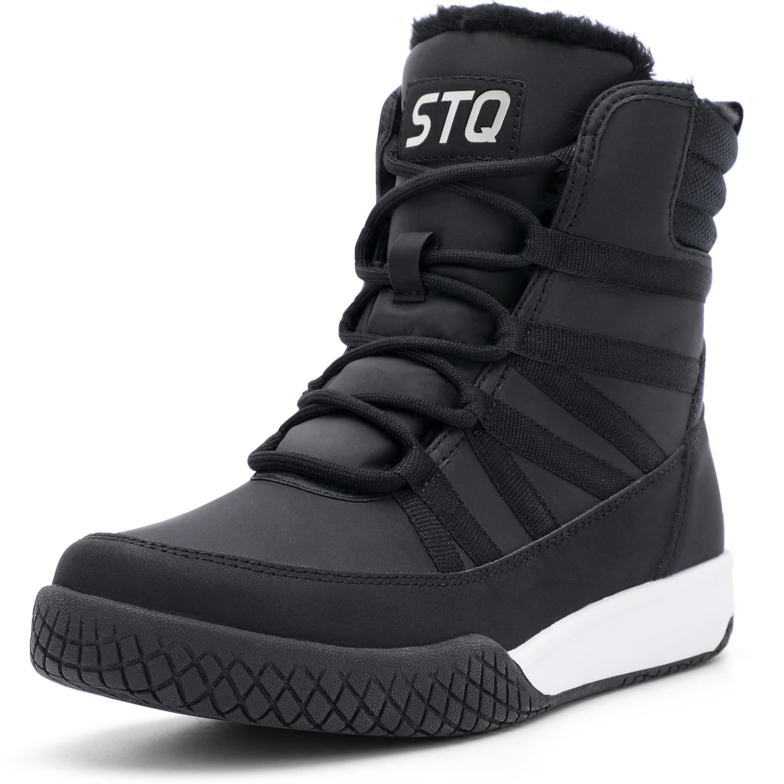STQ Women's Winter Walking Boots - Lightweight Ankle Booties with Zip Up & Laces - Cozy Warm Snow Boots for Hiking, Travel & Outdoor Activities