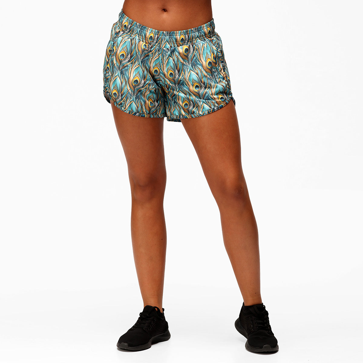 Pretty In Peacock Loose Fit Workout Shorts for Women - Comfortable Yoga Running Gym Athletic Shorts - Perfect for Yoga, Running, Gym & Lounge Wear