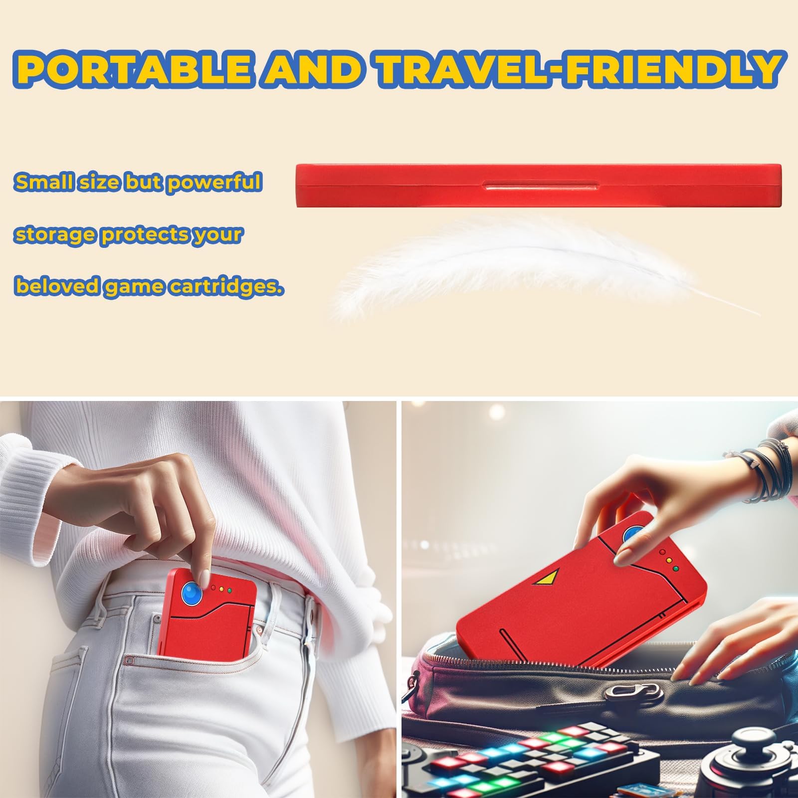 FUNLAB Switch Game Case Holder - Compatible with Nintendo Switch Games & Micro SD Cards - 24 Game Card Storage Organizer - Red - Perfect for Travel & Gaming Storage Organization