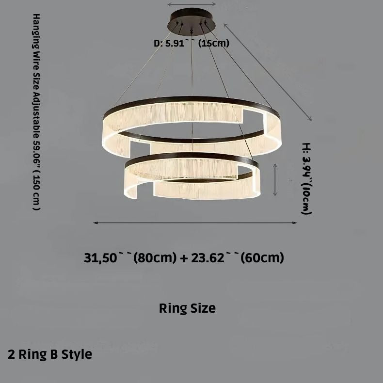 Modern LED Ring Chandelier Lighting Fixture - Dimmable Crystal Ceiling Light for Dining Room, Bedroom & Living Room Decor