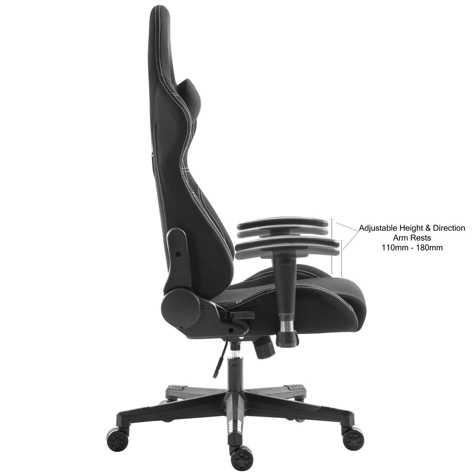 Stealth Ergonomic Gaming & Office Chair with Adjustable Armrests - Black by Tauris | Perfect for Long Gaming Sessions & Home Office Work