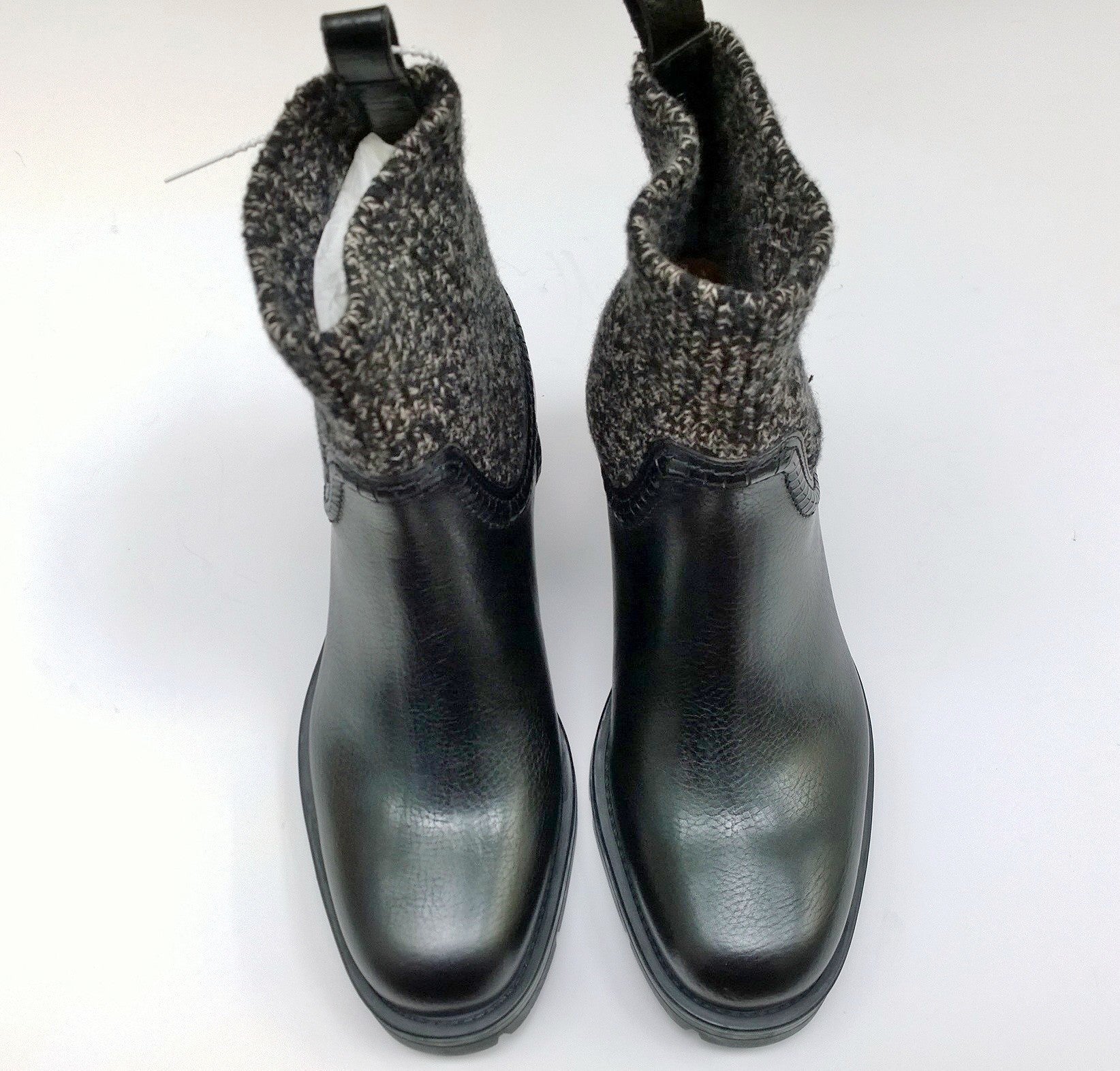 Chloé Neva Black Leather Knit Ankle Boots for Women - Stylish Winter Fashion Booties with Comfortable Low Heel - Perfect for Office, Dating & Night Out