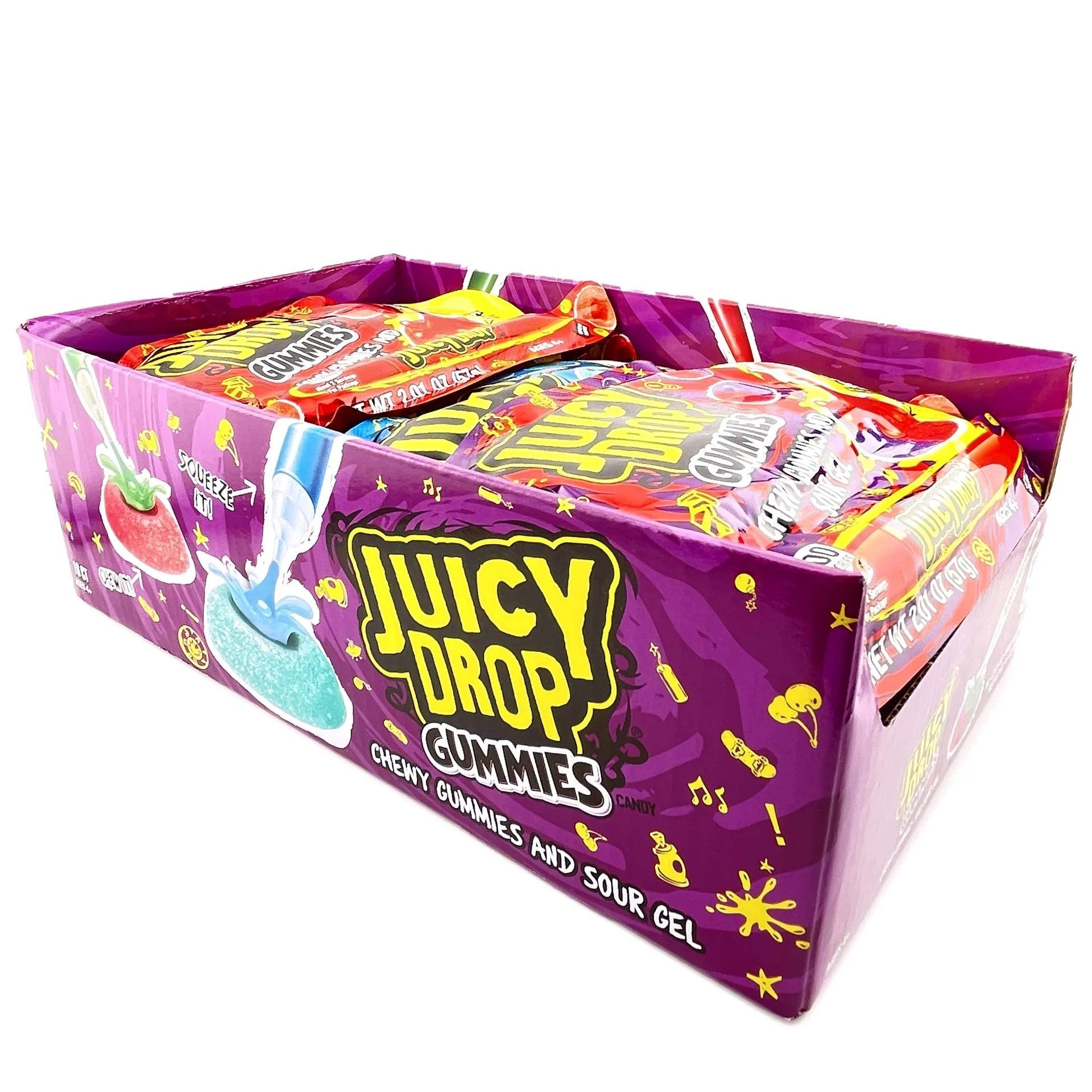 Bazooka Juicy Drop Gummies - 16 Count Box | Sour & Sweet Candy for Kids, Parties, Halloween Treats & Movie Snacks