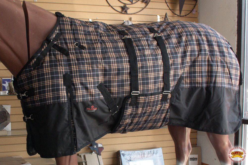 Hilason 1200D Winter Waterproof Turnout Horse Blanket with Belly Wrap - Heavy Duty 66