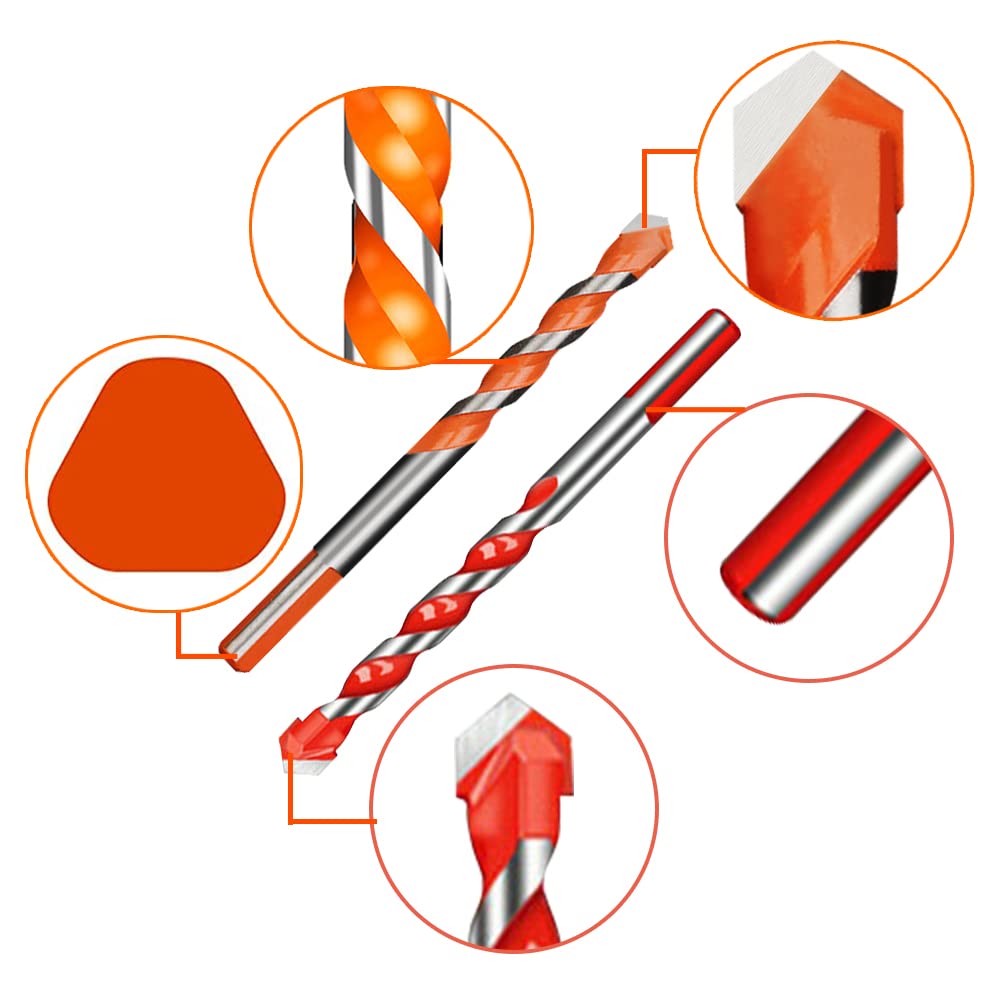 Premium Tungsten Carbide Tile Drill Bits Set – Multi-Purpose Triangle Drill Bits for Concrete, Ceramic, Glass, Brick, Plastic & Wood – Ideal for Home Renovation, DIY Projects & Professional Construction Work (Color: C)