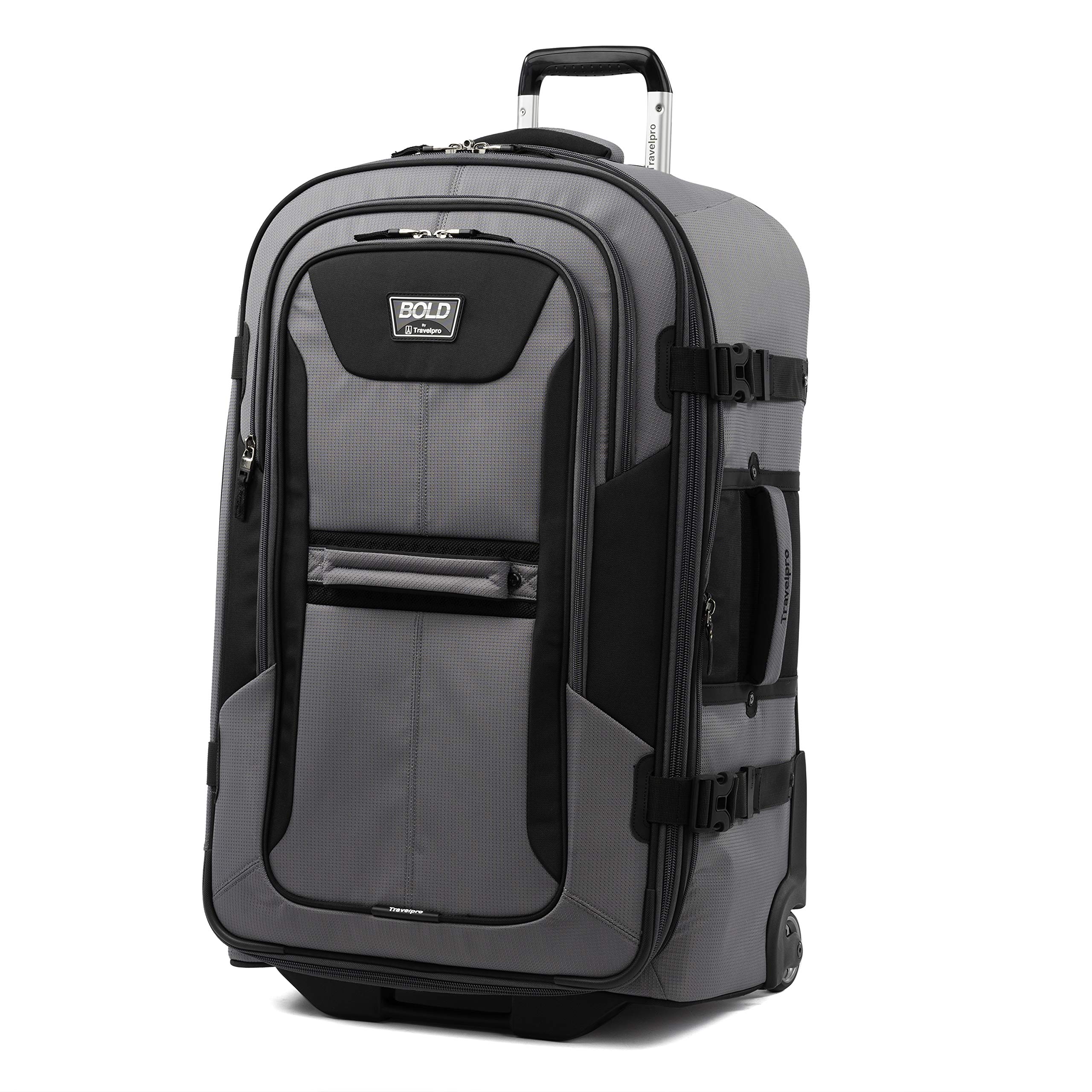 Travelpro Unisex-Adult Bold Softside Expandable Rollaboard Upright Luggage, Grey/Black, Checked-Large 28-Inch - Perfect for International Travel, Business Trips & Vacation Packing