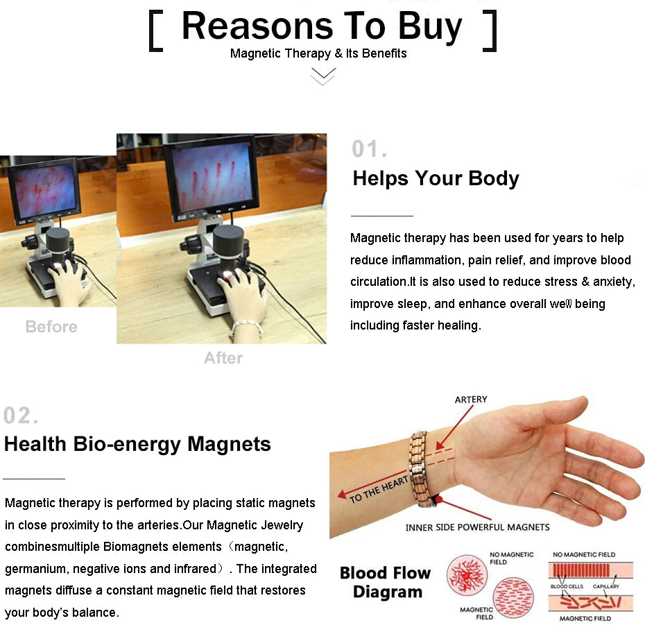 Men's Magnetic Health Bracelet - Pure Copper Energy Bracelet with Blood Pressure Magnets | Pain Relief & Improved Circulation | Perfect for Fitness, Work & Daily Wear