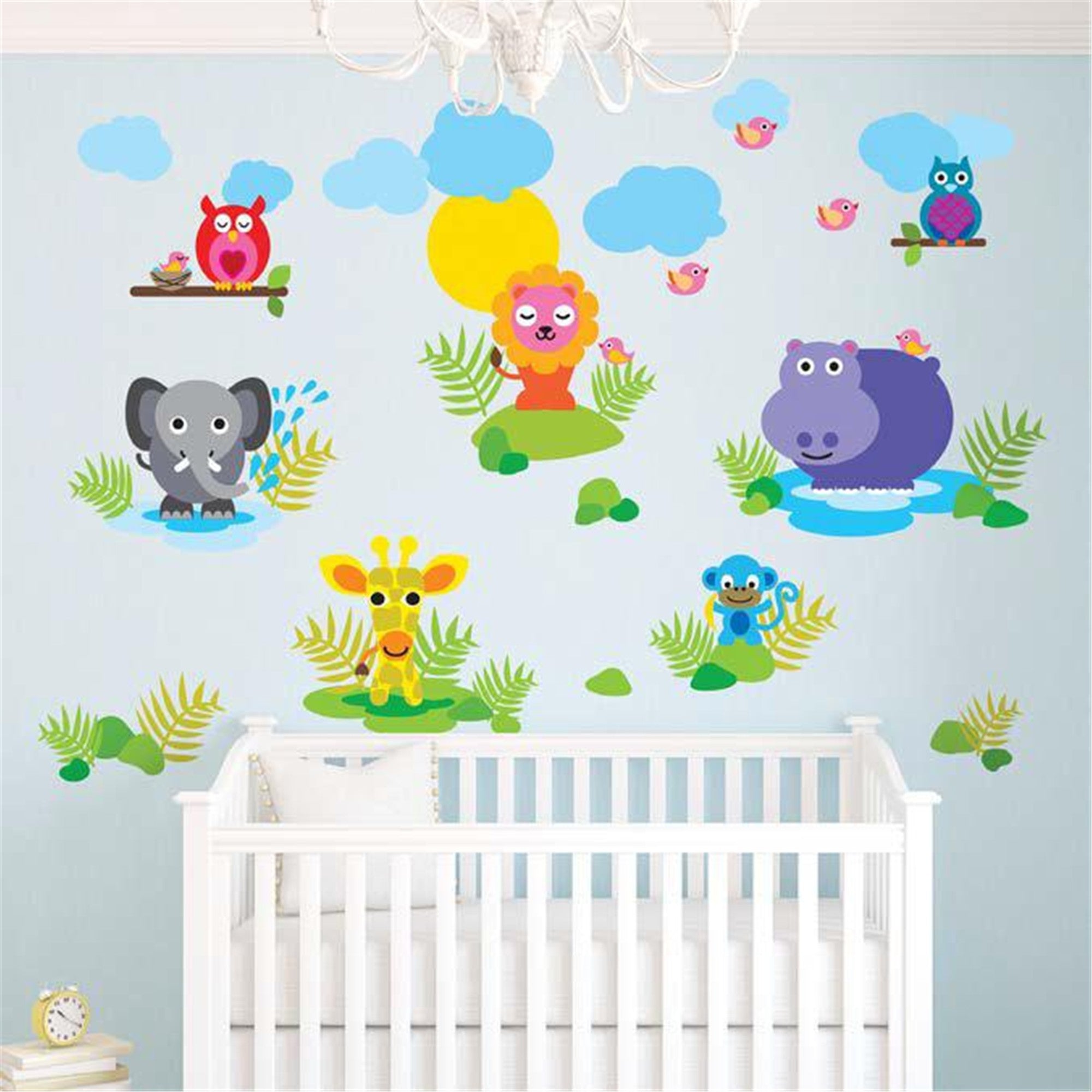 French Bulldog Jungle Wall Sticker Decals - Removable Animal Theme Nursery Decor for Kids Room, Bedroom, Playroom - Perfect for Jungle Safari Themed Parties & Baby Showers